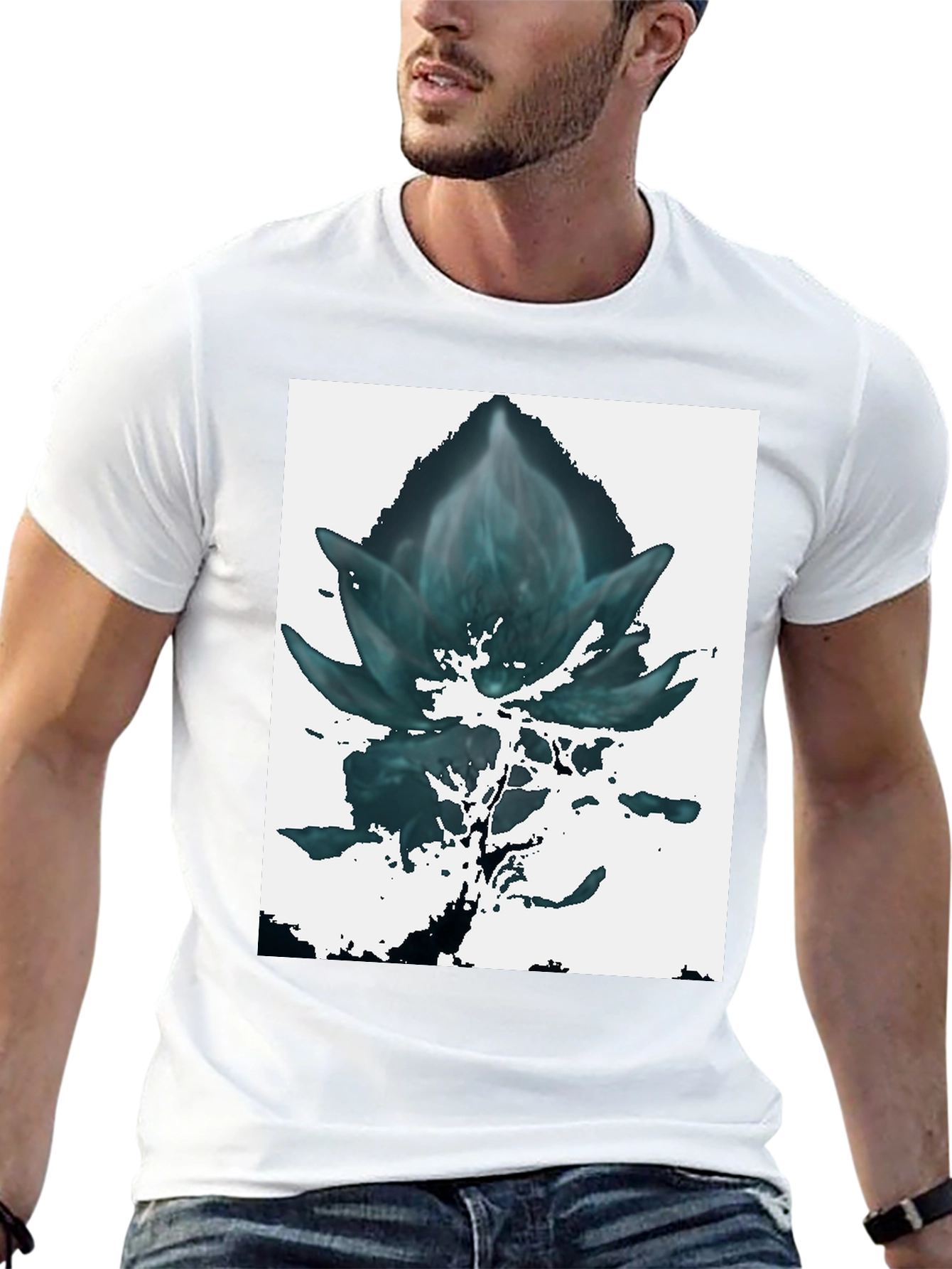 Black Abstract Floral Graphic Tee - Black view 13