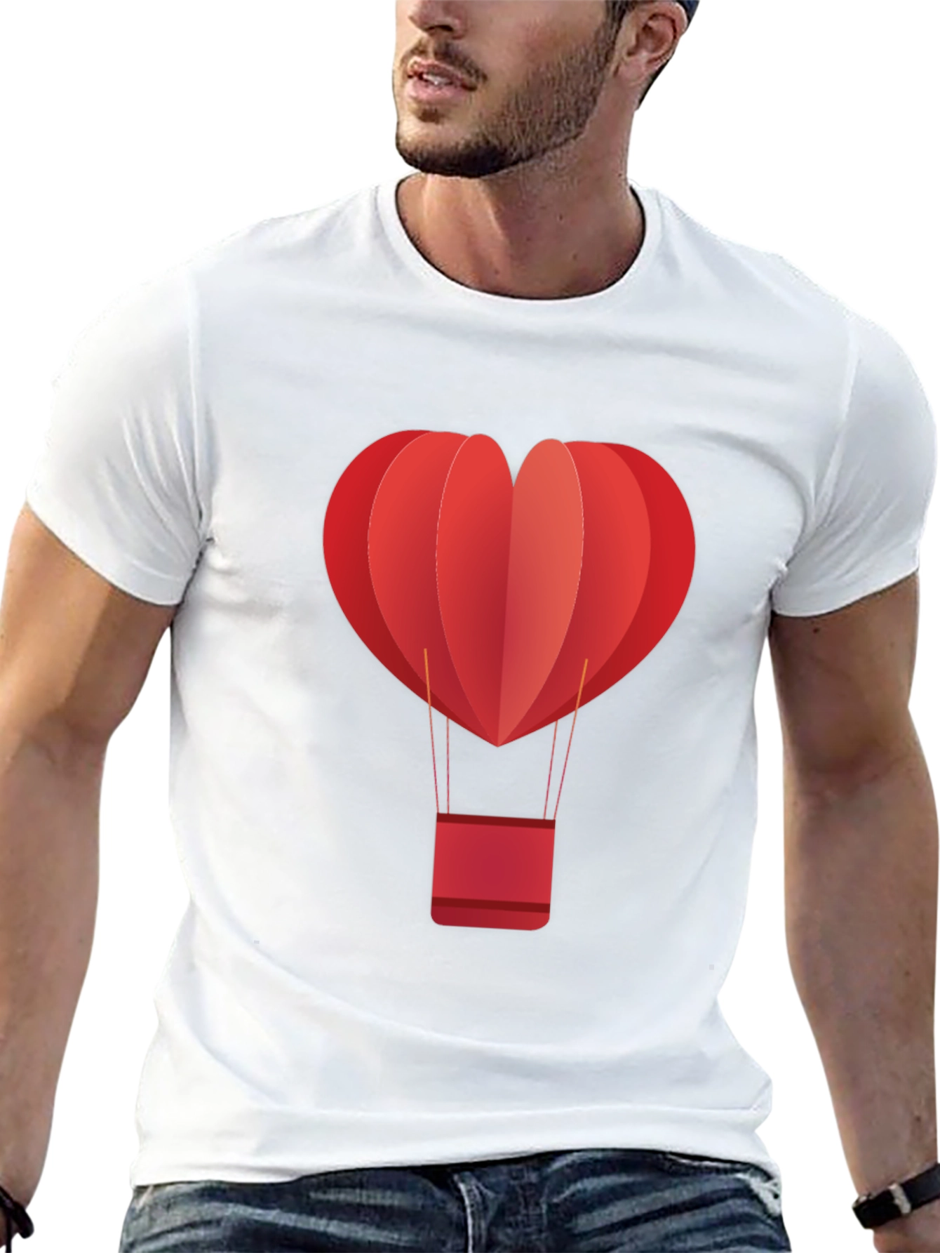 Black Heart Hot Air Balloon Graphic Tee - Black view 13