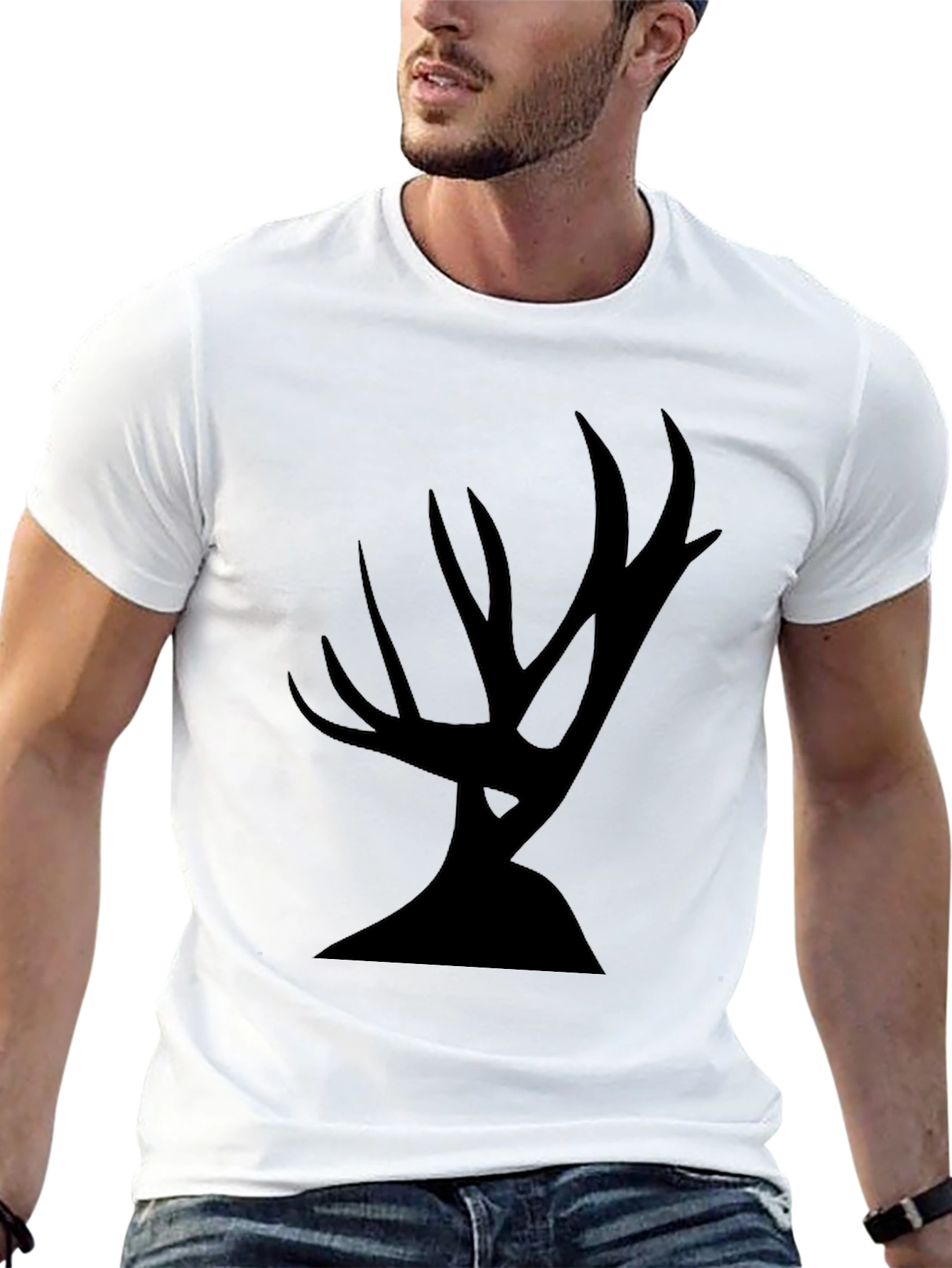 Black Abstract Antler Graphic Tee - Black Unisex view 13