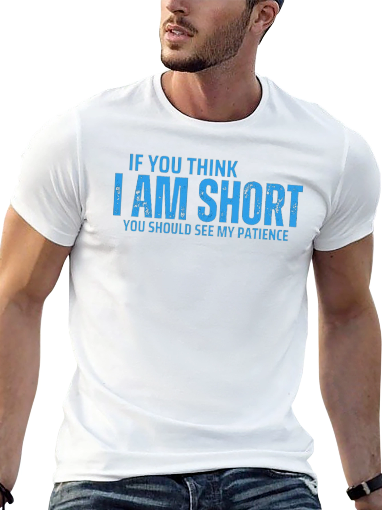 Black Funny "I am short" Graphic T-Shirt view 13