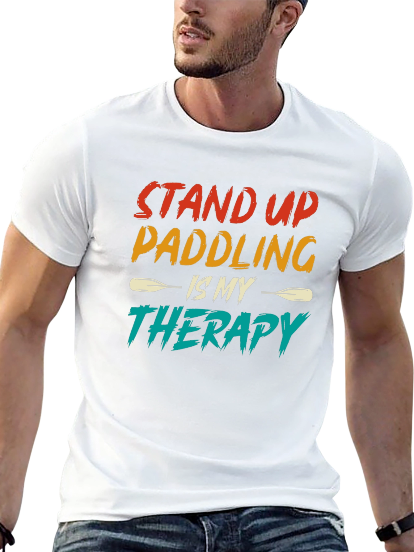 Black Stand Up Paddling Therapy Tee view 13