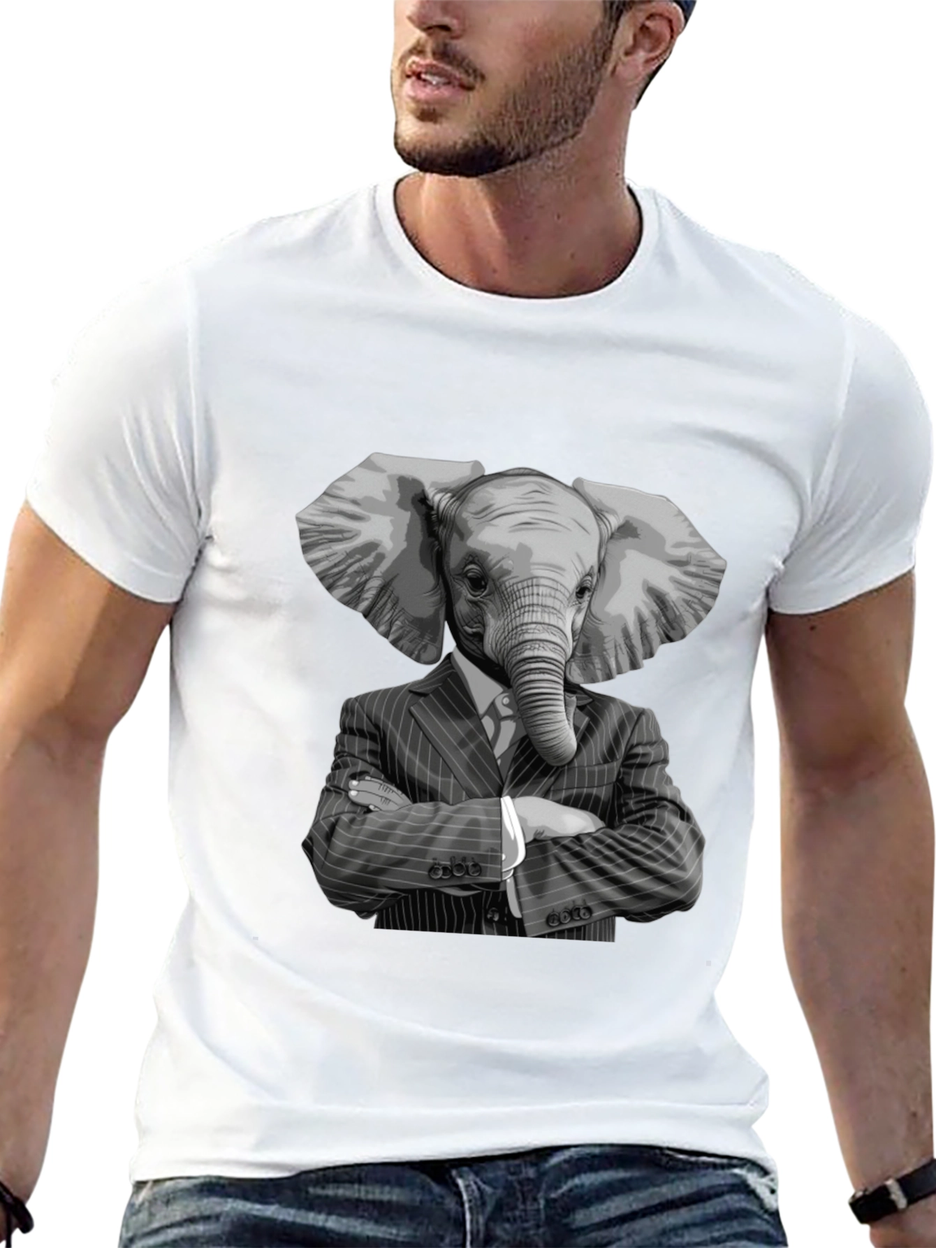 Black Elephant Suit T-Shirt - Unique Graphic Tee view 13