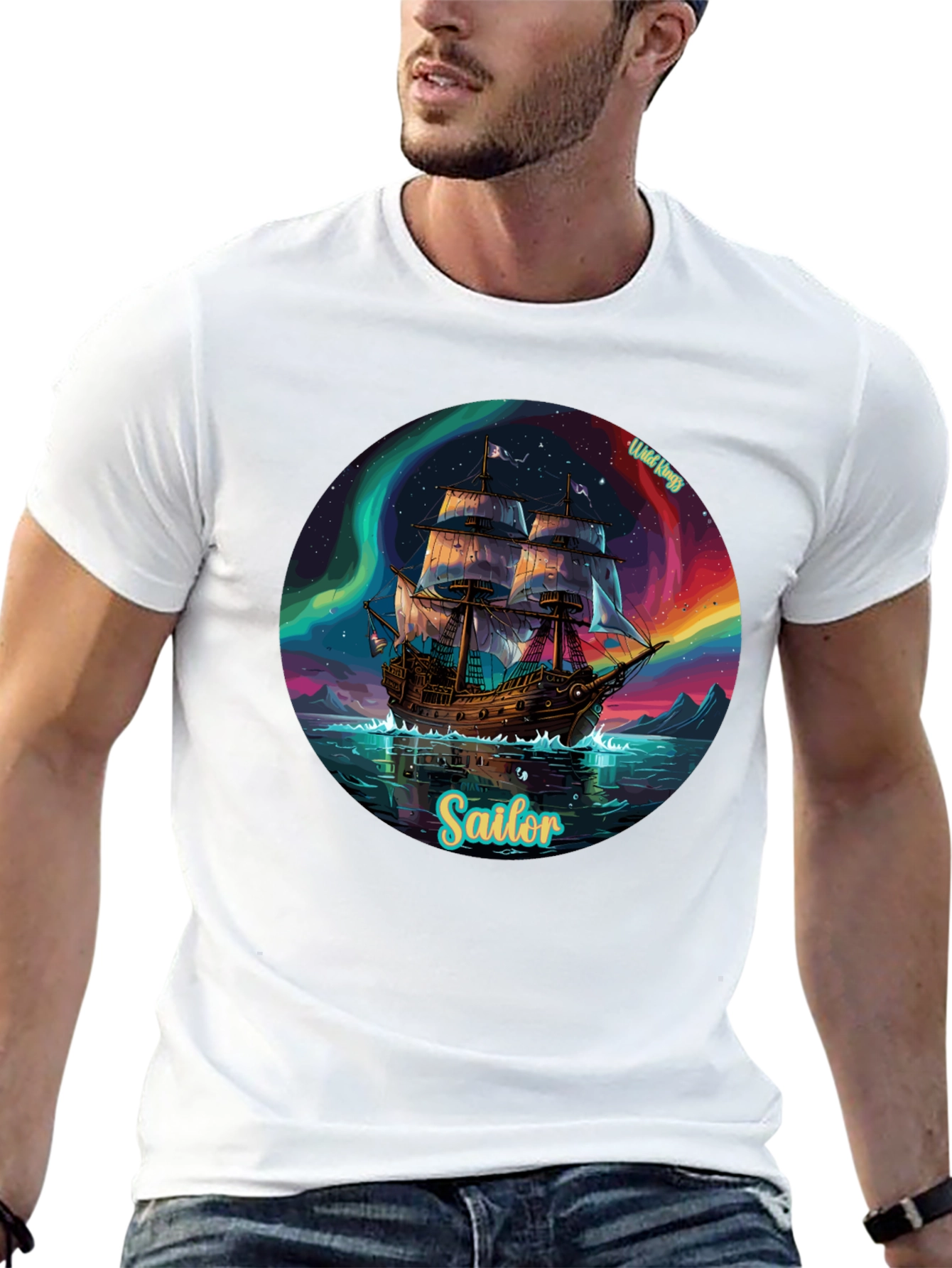 Black Sailor Ship Graphic Tee - Wild Kings Design view 13