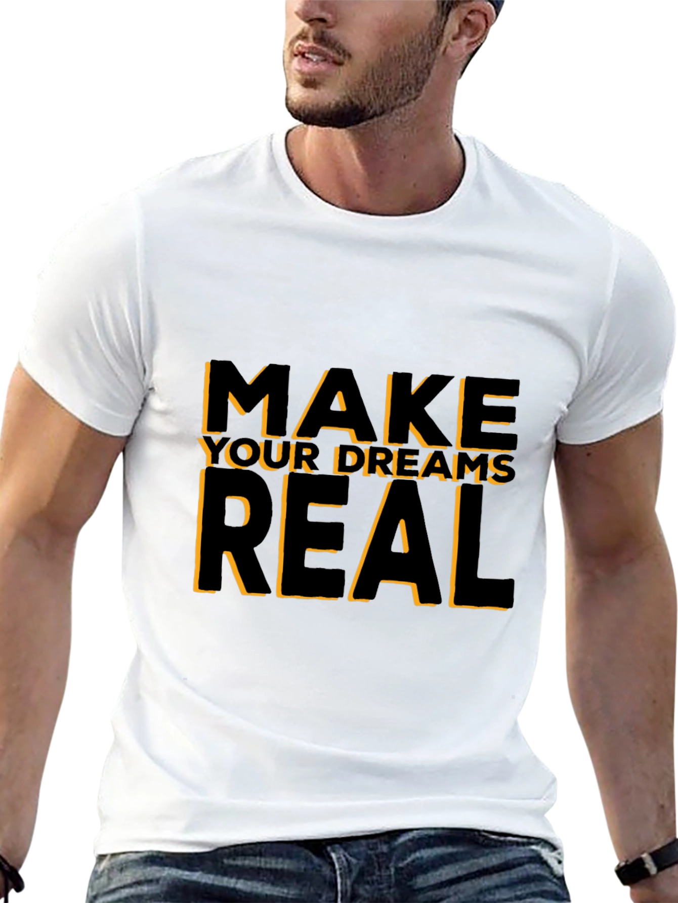 Black Motivational Black T-Shirt: Make Your Dreams Real view 13