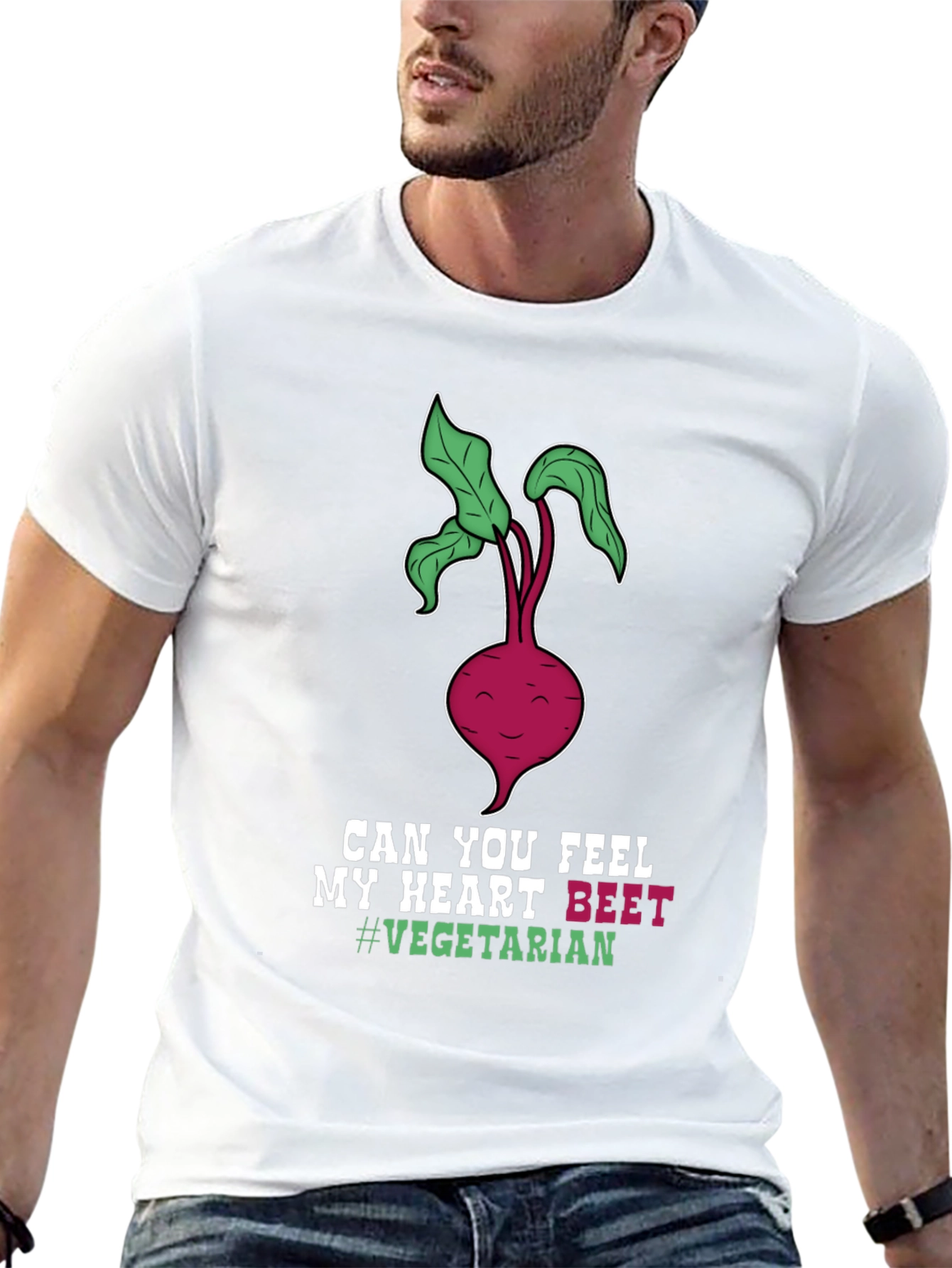 Black Vegetarian Beet Heart T-Shirt - Funny Vegan Tee view 13