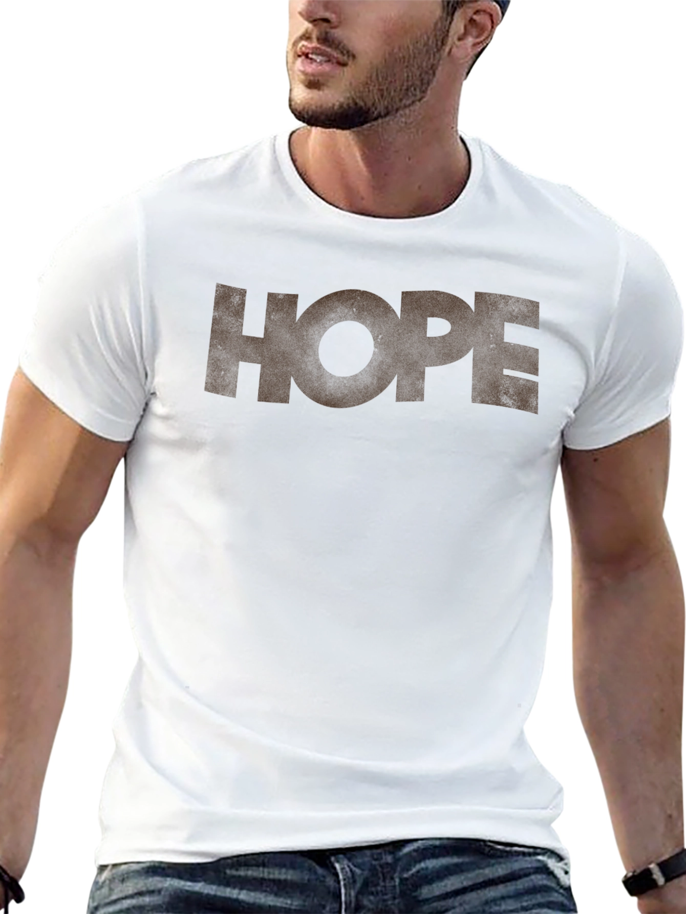 Black HOPE Graphic Print Crew Neck T-Shirt view 13