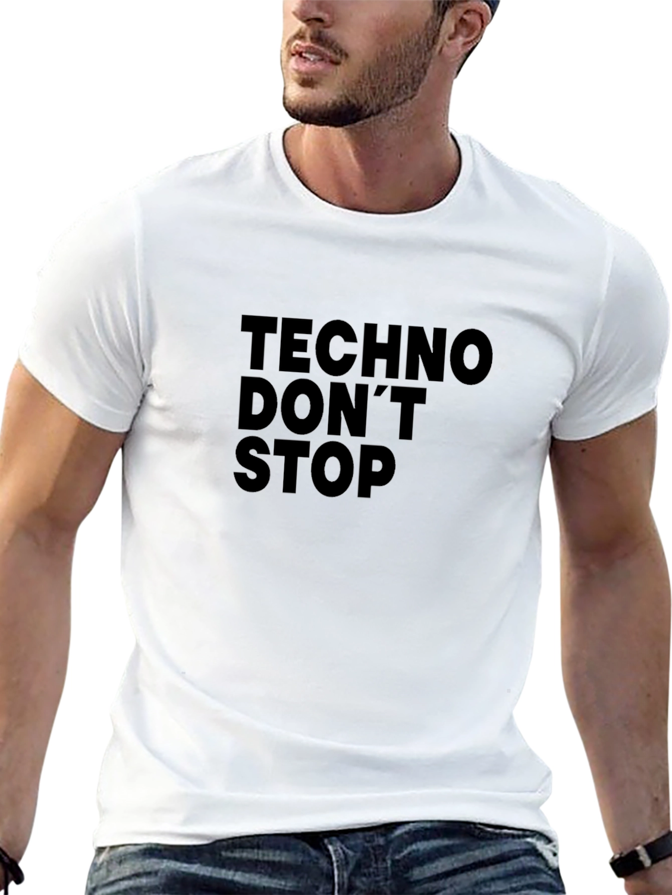 Black Techno Don't Stop Black T-Shirt view 13