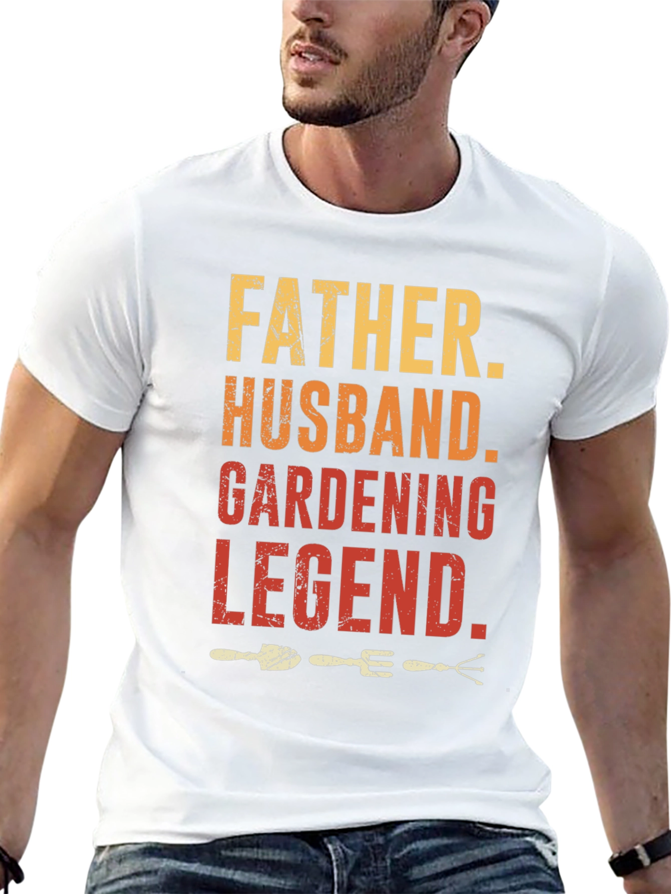 Black Father Husband Gardening Legend Graphic T-Shirt view 13