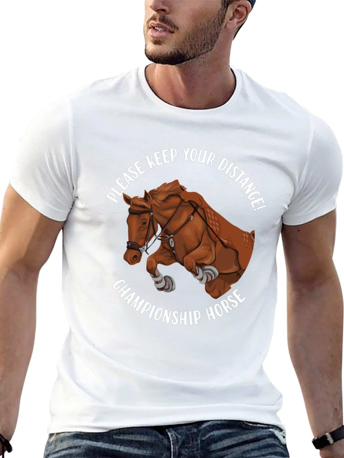 Black Championship Horse T-Shirt - Keep Your Distance Equestrian Tee view 13