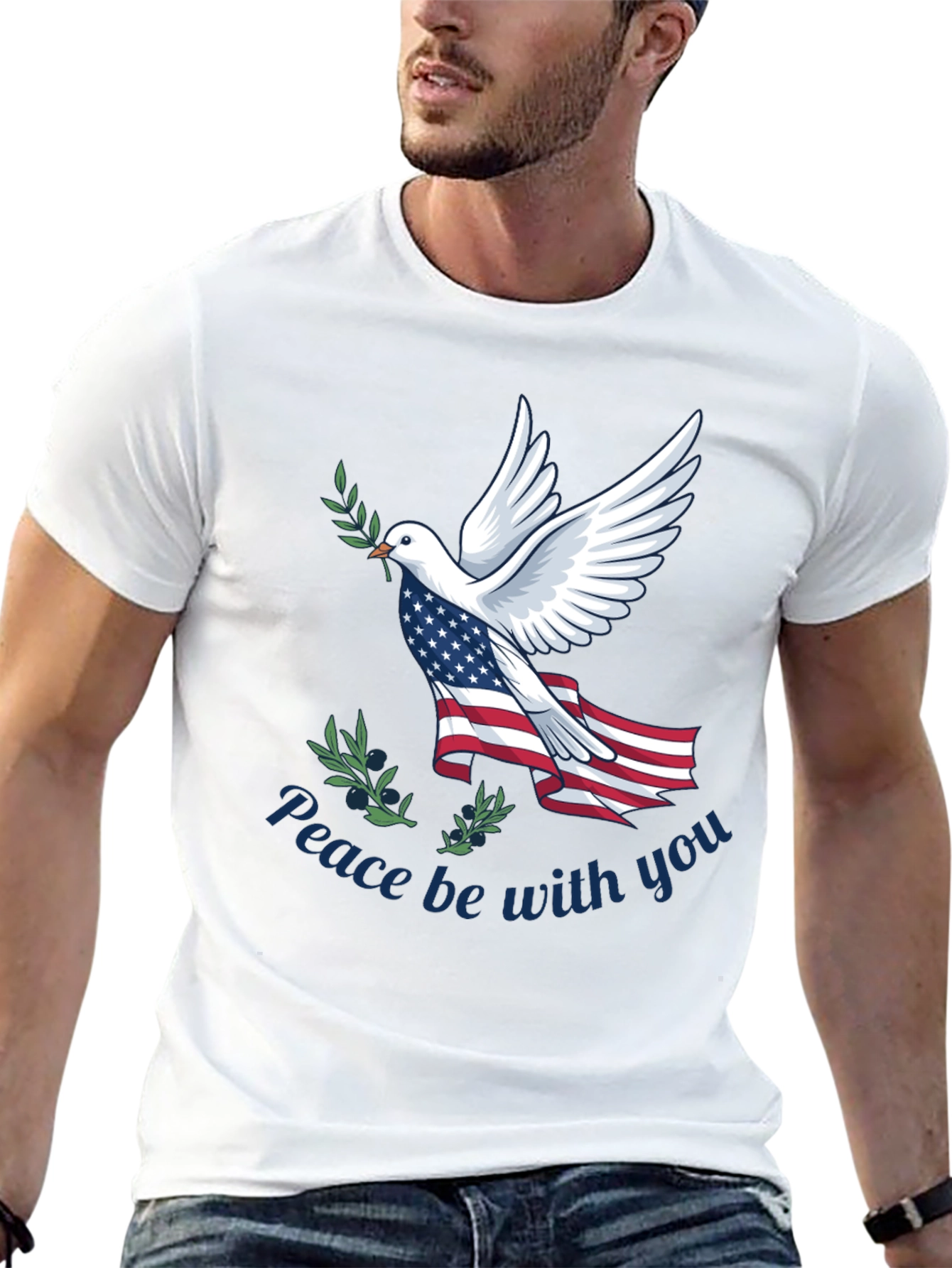 Black Peace Dove Patriotic T-Shirt view 13