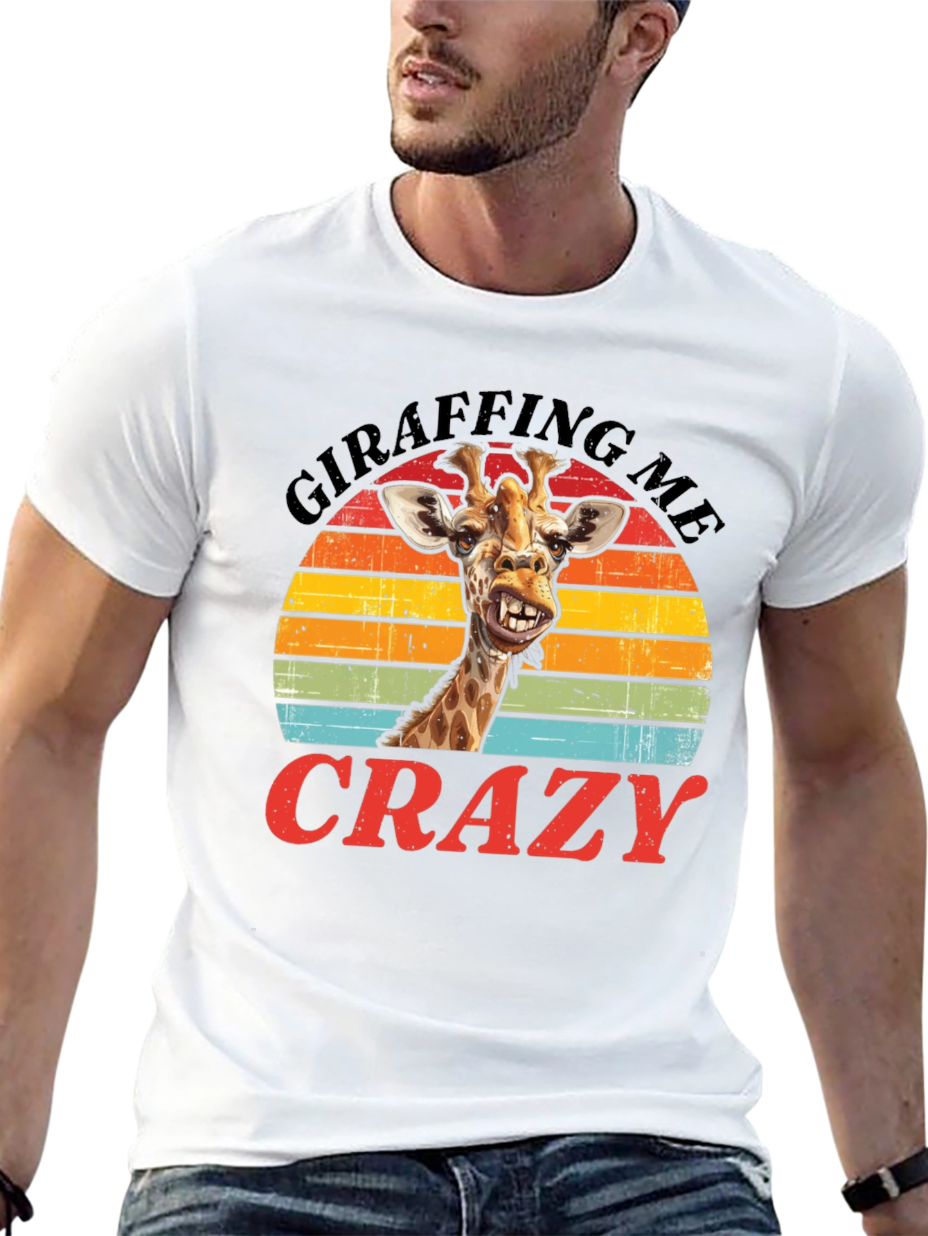 Black Giraffing Me Crazy Graphic Tee - Hilarious Giraffe T-Shirt view 13