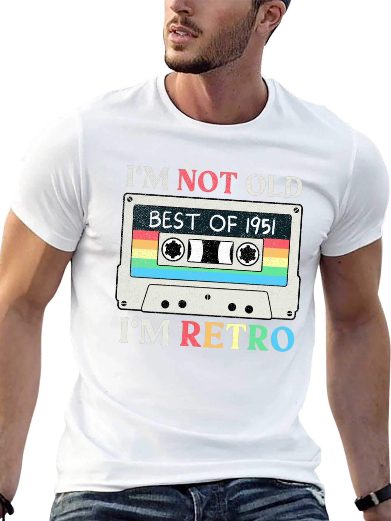 Black Retro Cassette Tape 1951 Birthday T-Shirt view 13