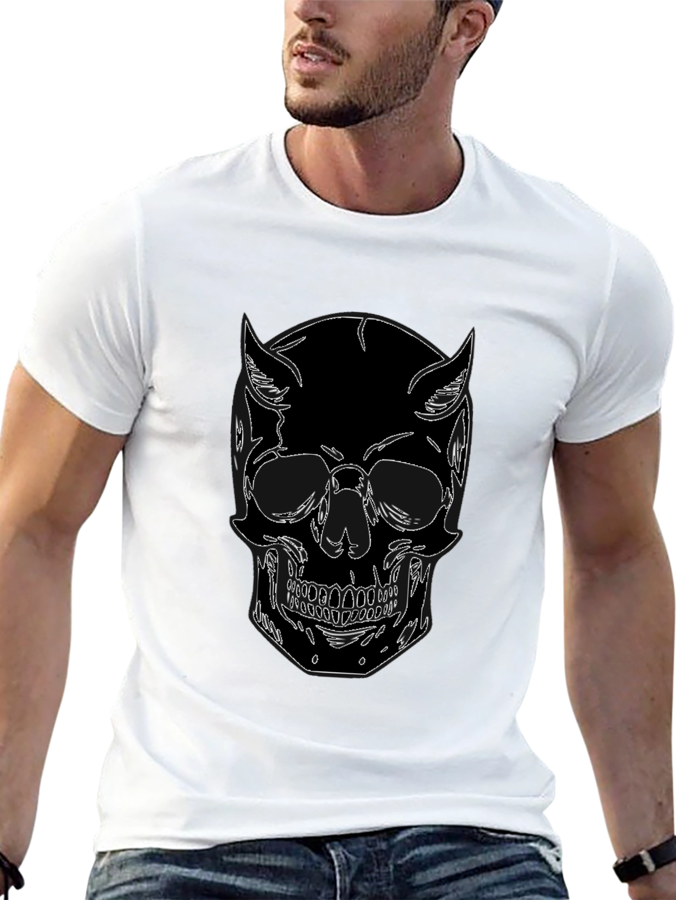 Black Skull Graphic Black T-Shirt - Unique Design view 13