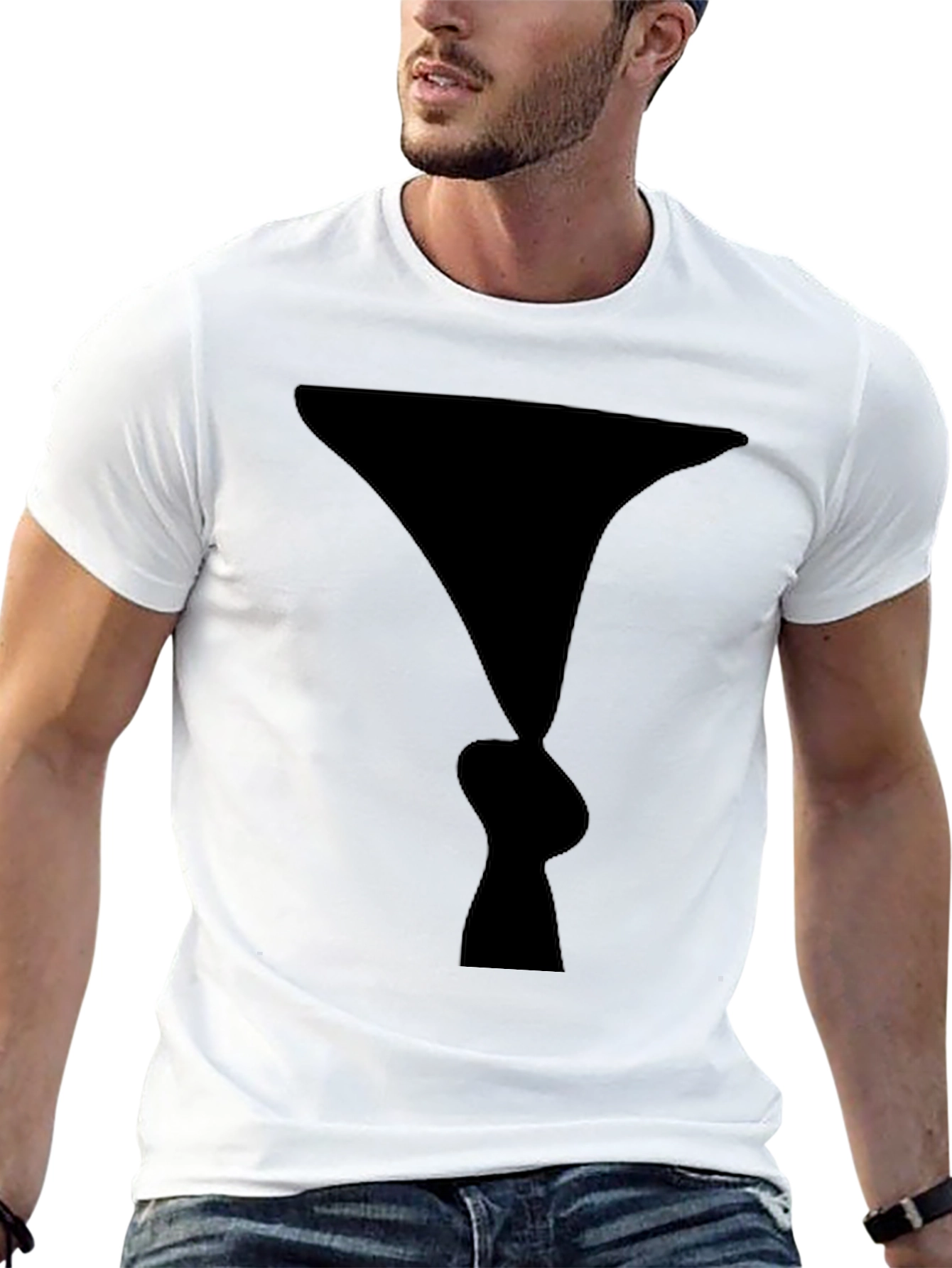 Black Optical Illusion Faces Black T-Shirt view 13