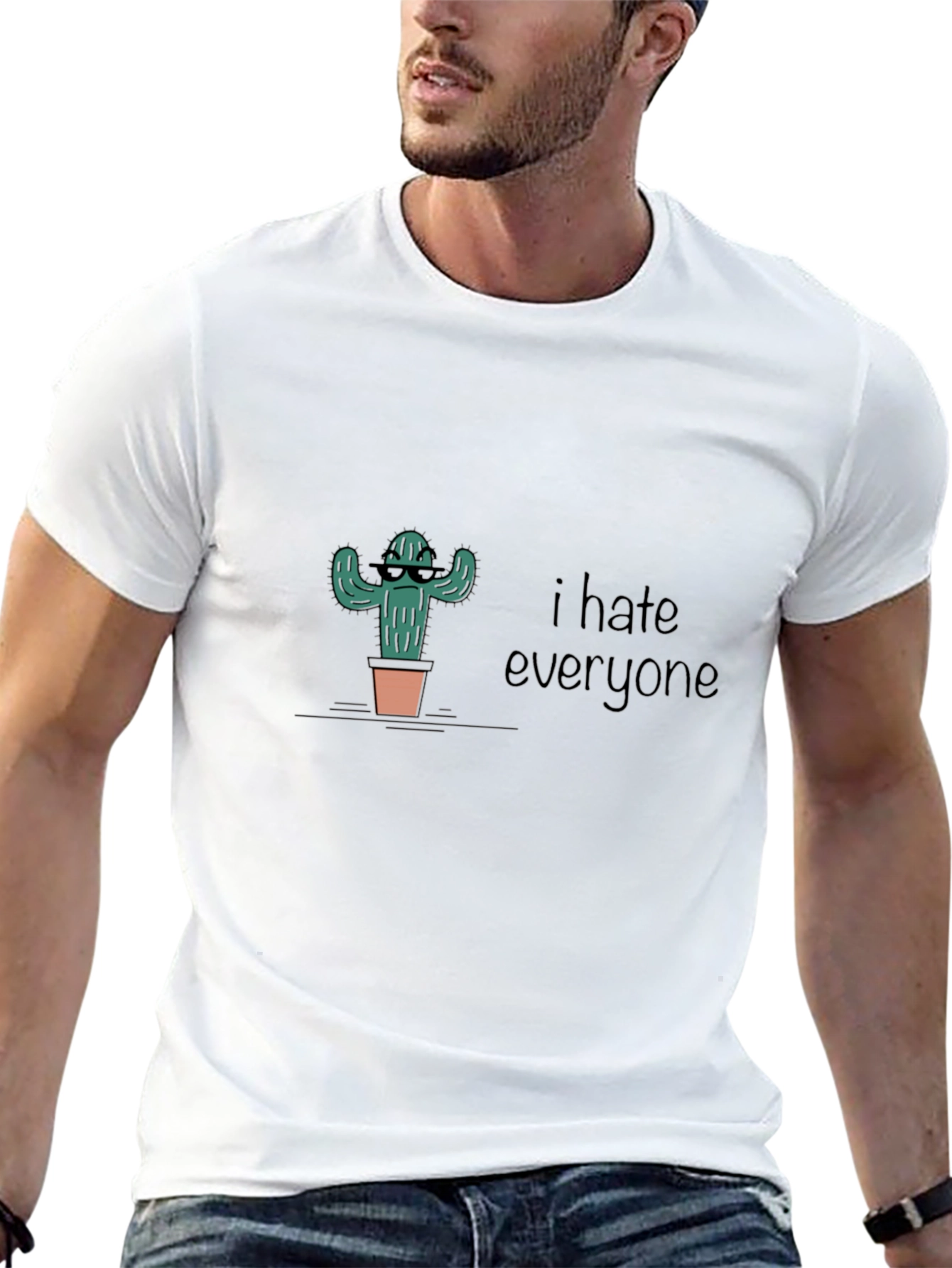 Black I Hate Everyone Cactus Graphic T-Shirt view 13
