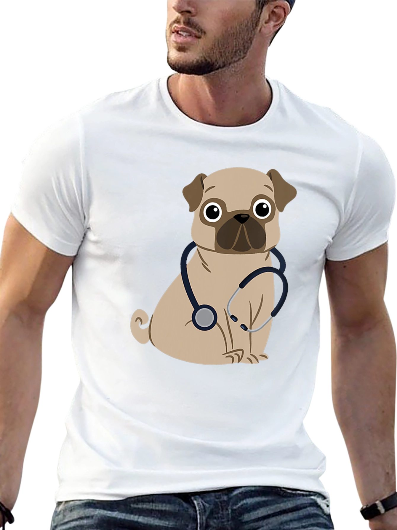 Black Pug Dog Vet T-Shirt view 13
