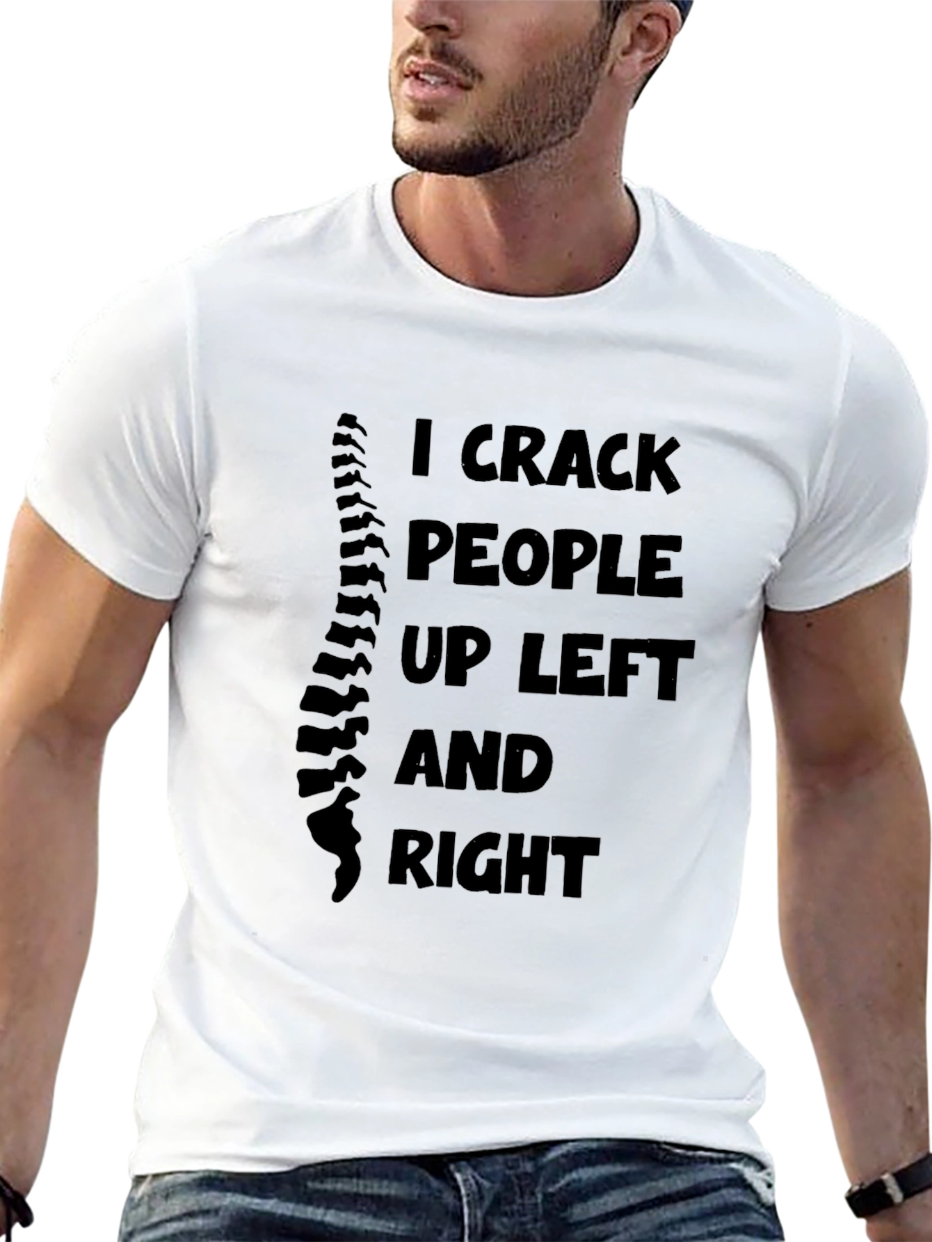 Black Chiropractor Humor Graphic Tee - I Crack People Up view 13