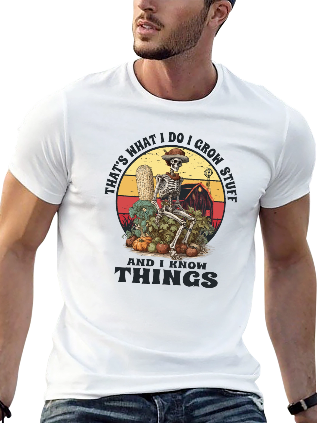 I Grow Stuff T-Shirt: Skeleton Farmer Design - 13