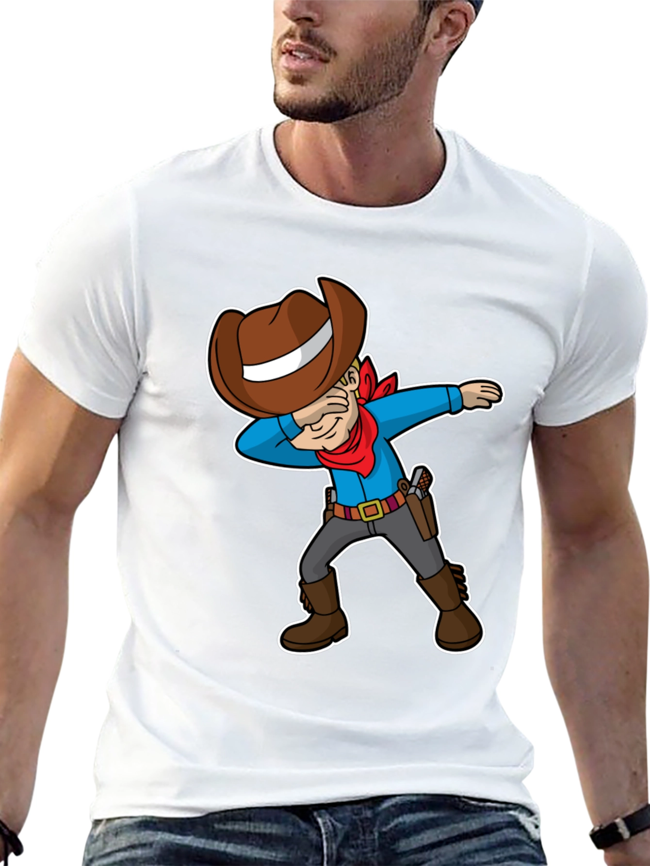 Black Dabbing Cowboy Graphic T-Shirt view 13