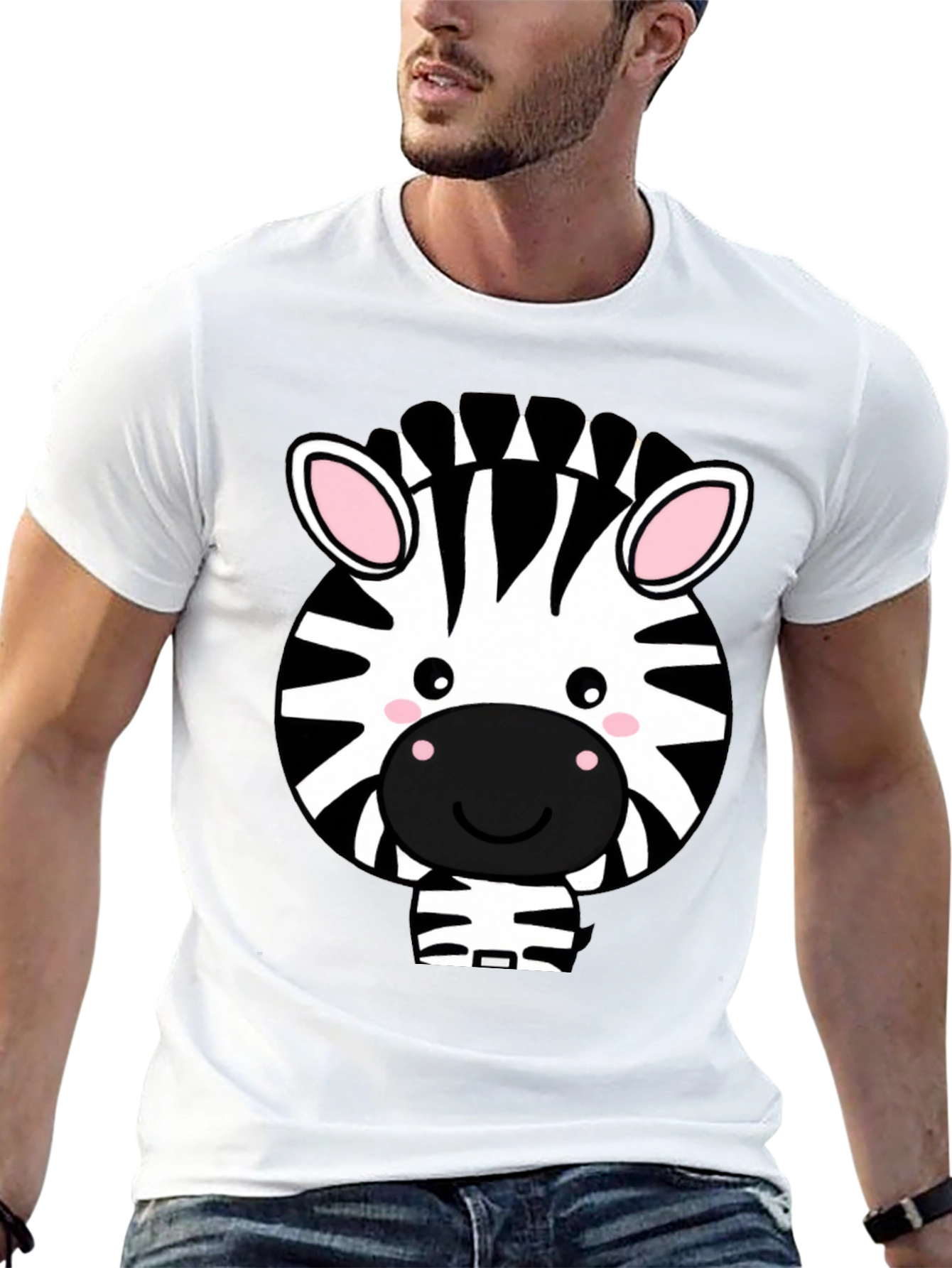Black Cute Zebra Graphic Tee - Black T-Shirt view 13