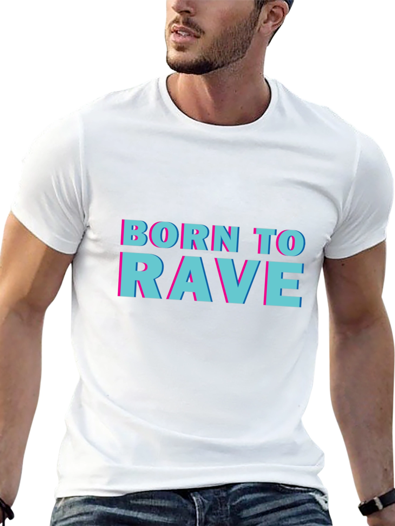 Black Born To Rave Graphic Tee - Black Short Sleeve Crew Neck T-Shirt view 13
