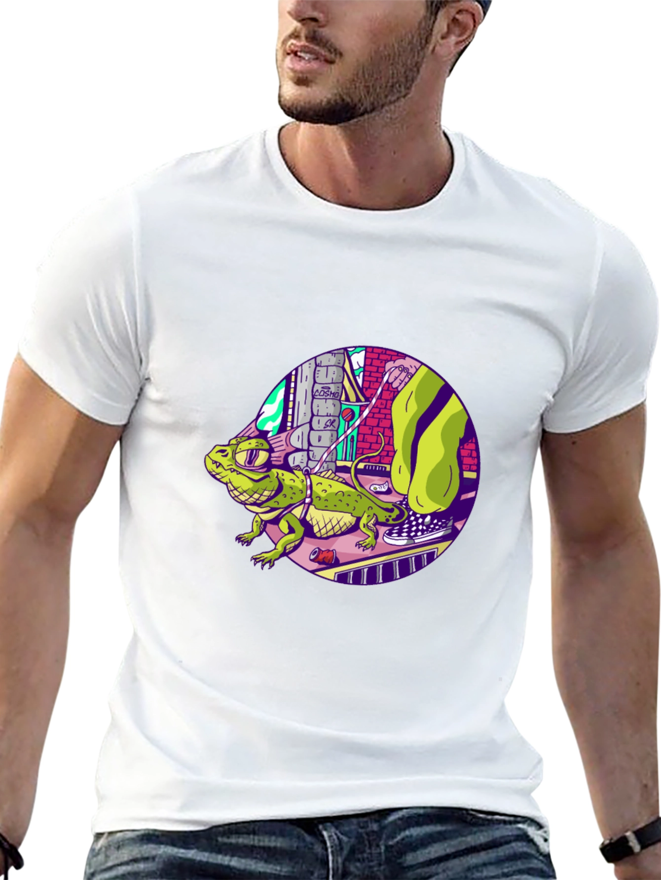 Black Cool Lizard Graphic Tee view 13