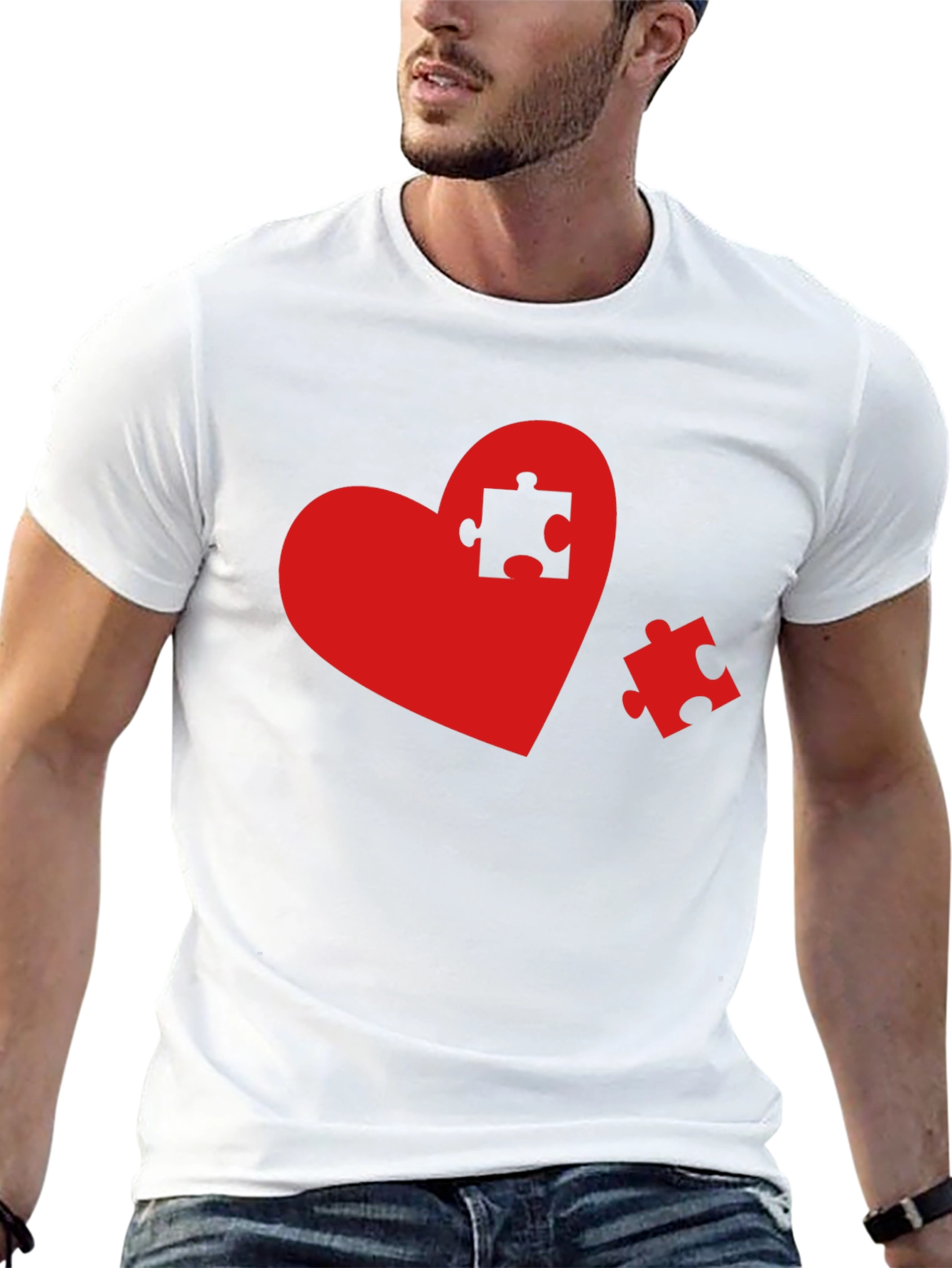 Black Heart Puzzle Piece Graphic Tee - Black view 13