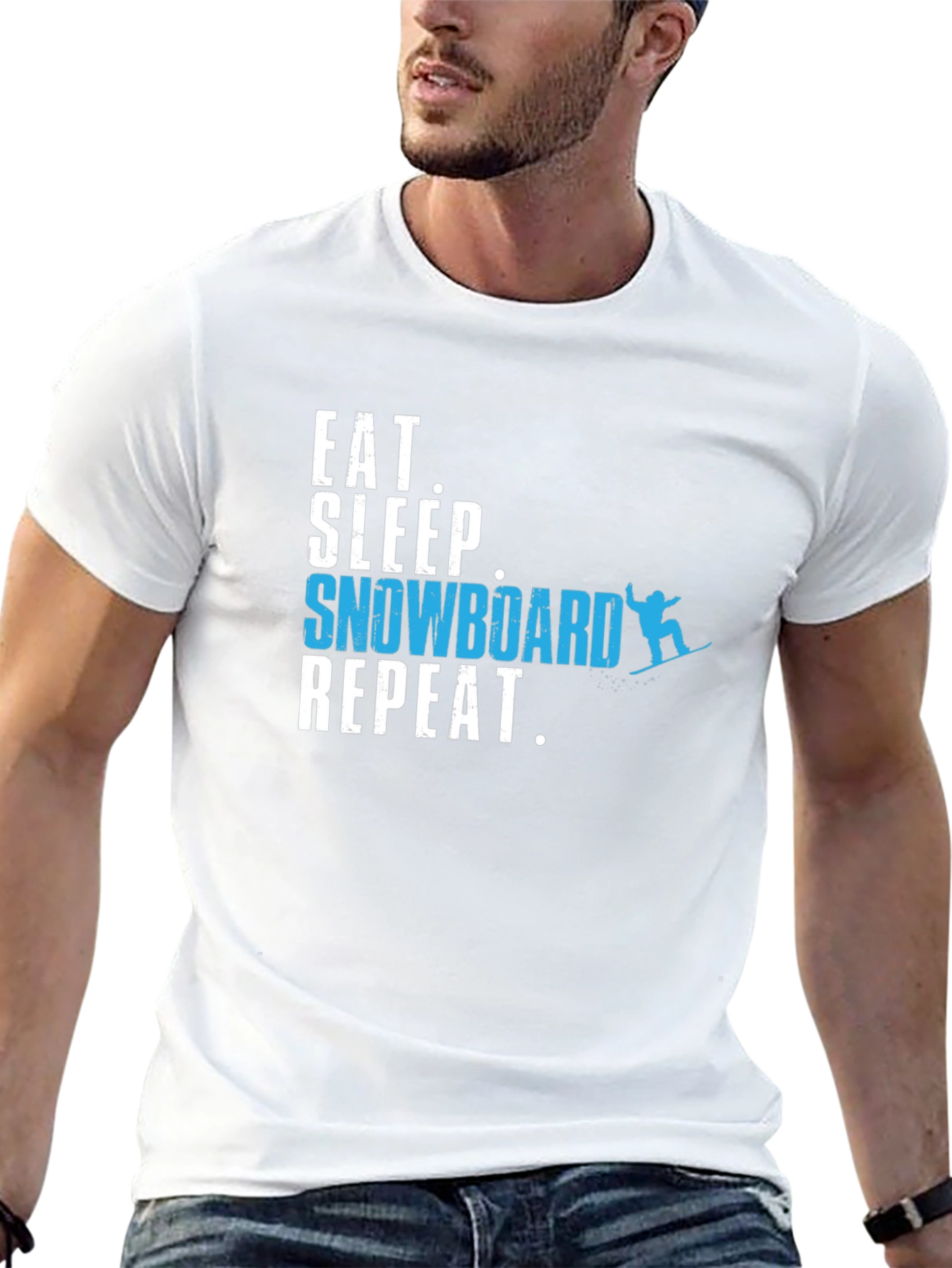 Black Eat Sleep Snowboard Repeat Graphic Tee view 13