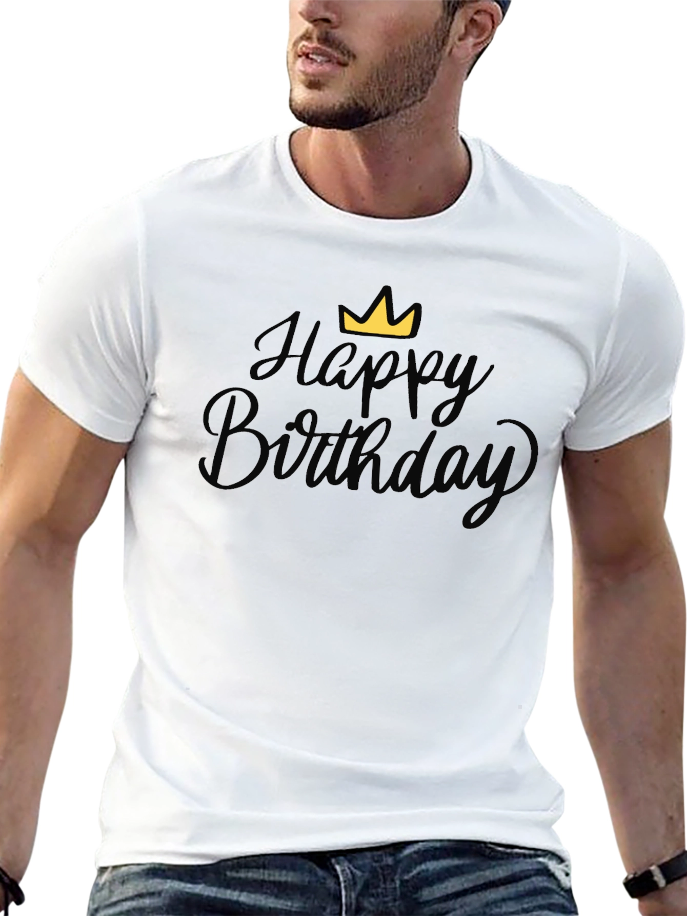 Black Happy Birthday Crown Graphic Black T-Shirt view 13