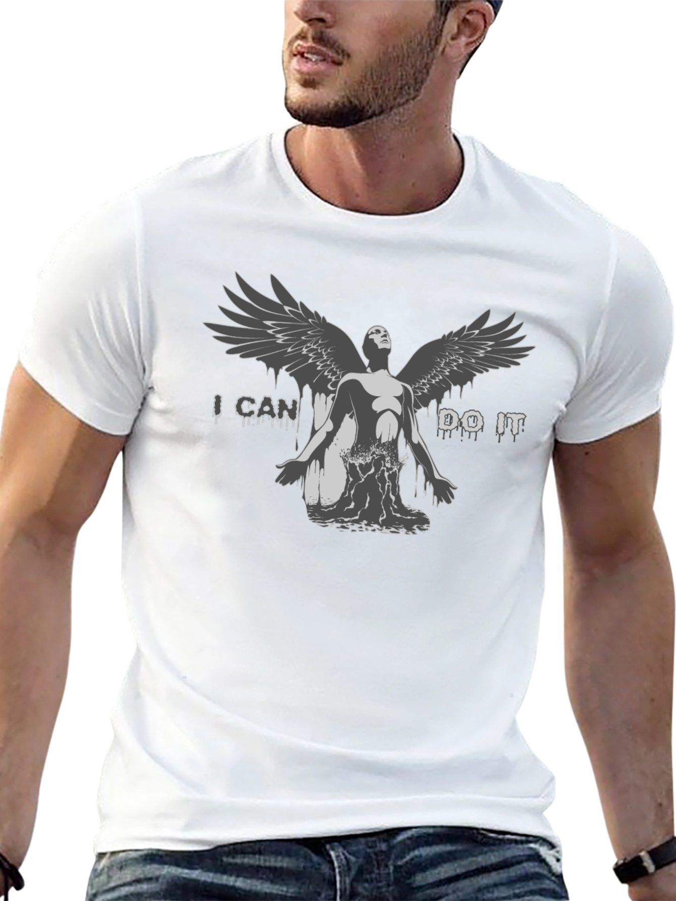 Black I Can Do It Angel Graphic T-Shirt - Unisex view 13
