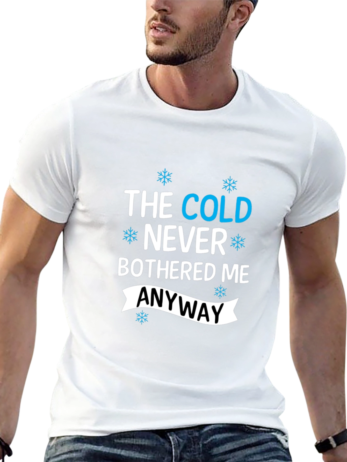 Black The Cold Never Bothered Me Anyway Black T-Shirt view 13