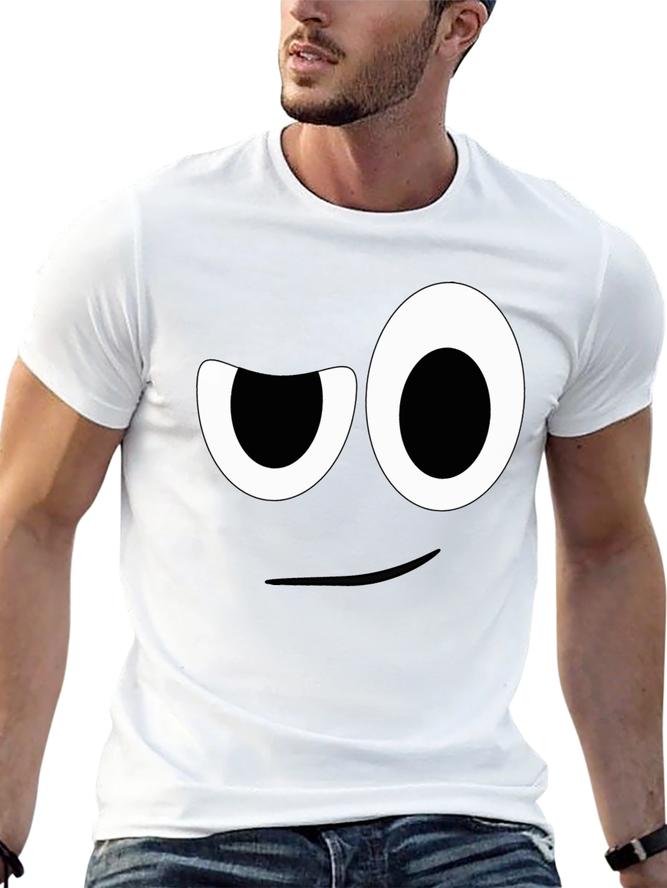Black Winking Face Graphic Tee - Funny Unisex T-Shirt view 13