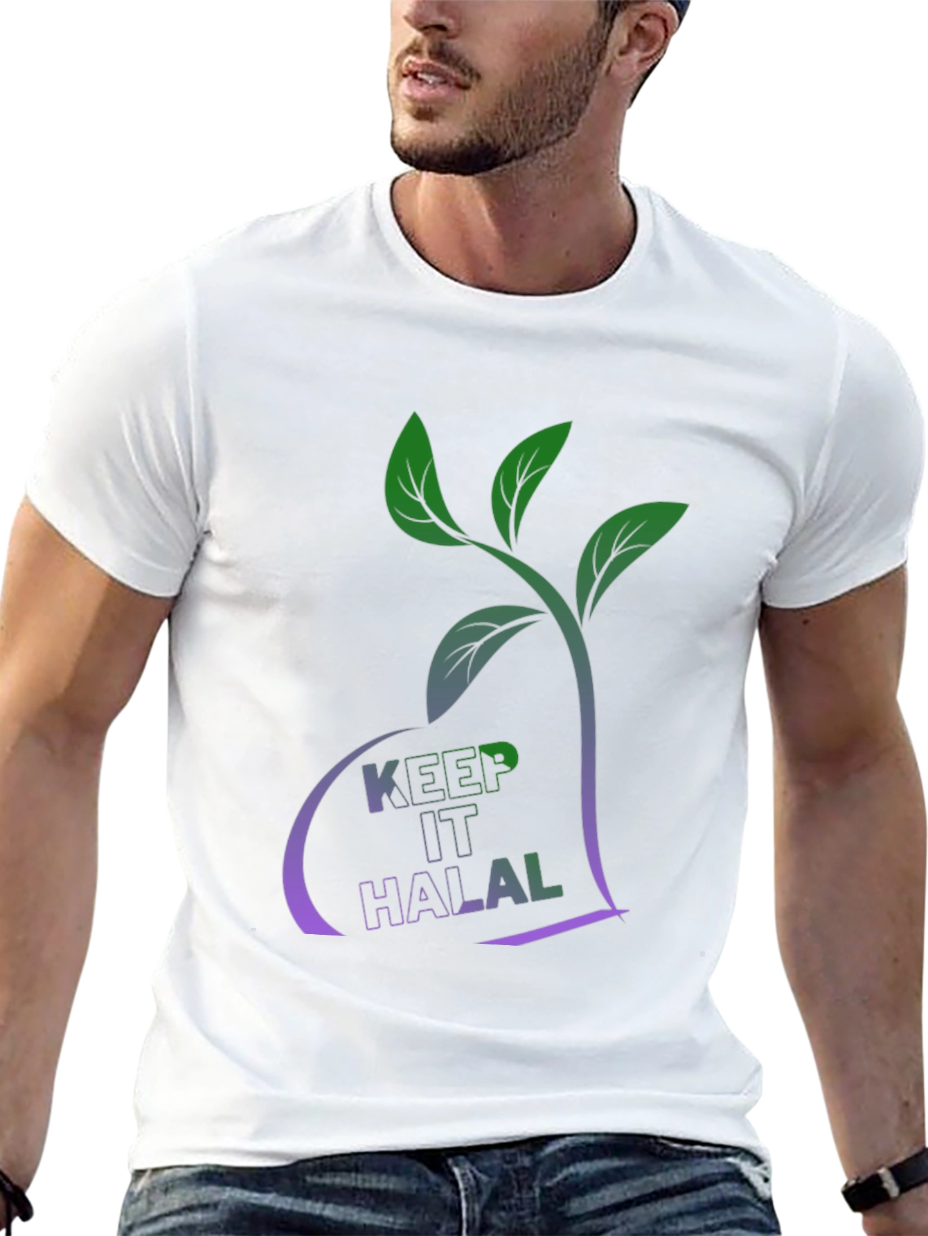 Black Keep It Halal T-Shirt - Plant Based Design view 13