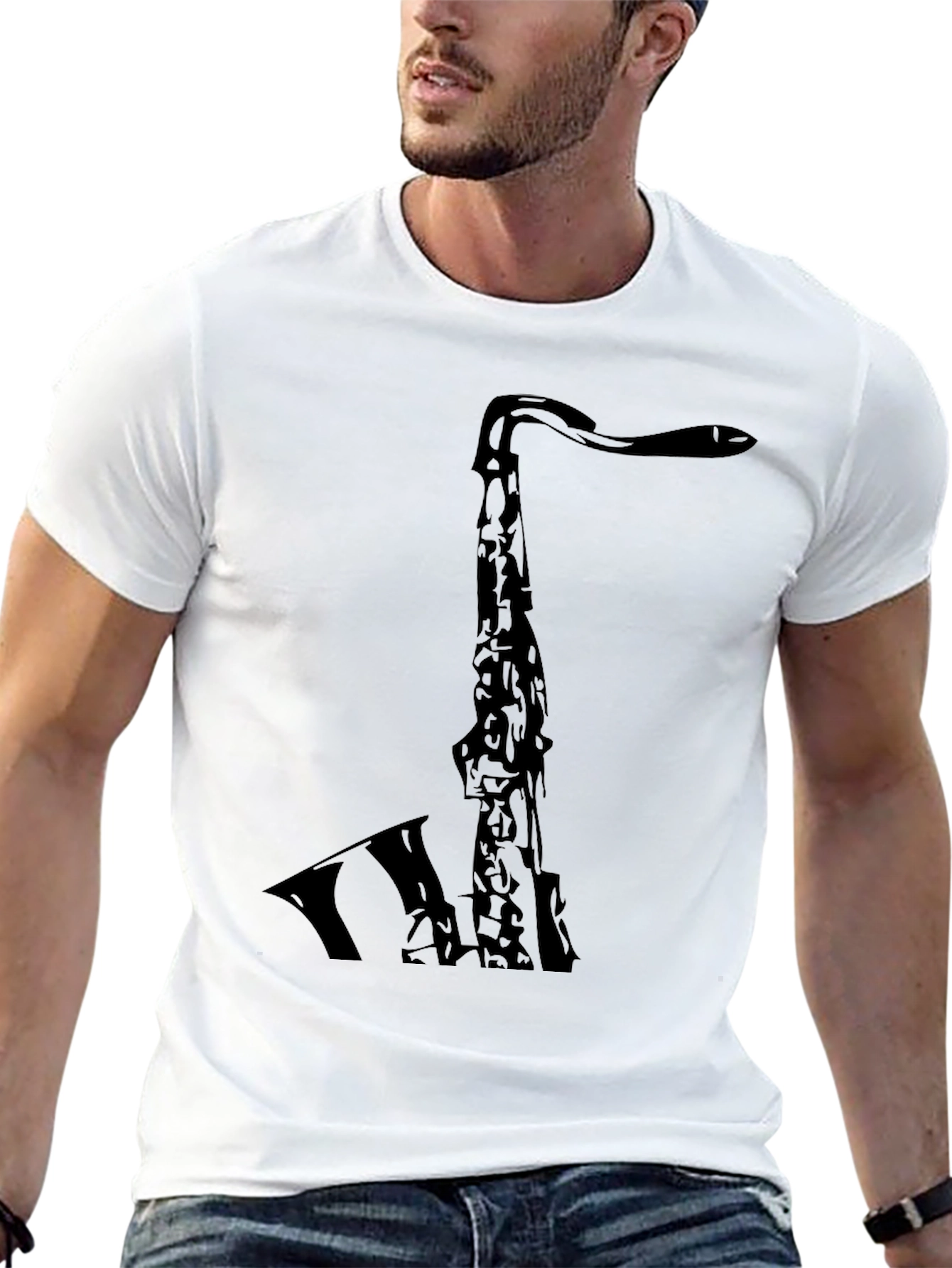 Black Saxophone Graphic T-Shirt - Black view 13