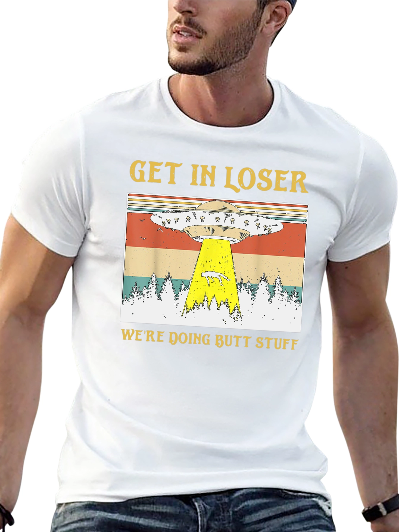 Black Get In Loser UFO Abduction T-Shirt view 13