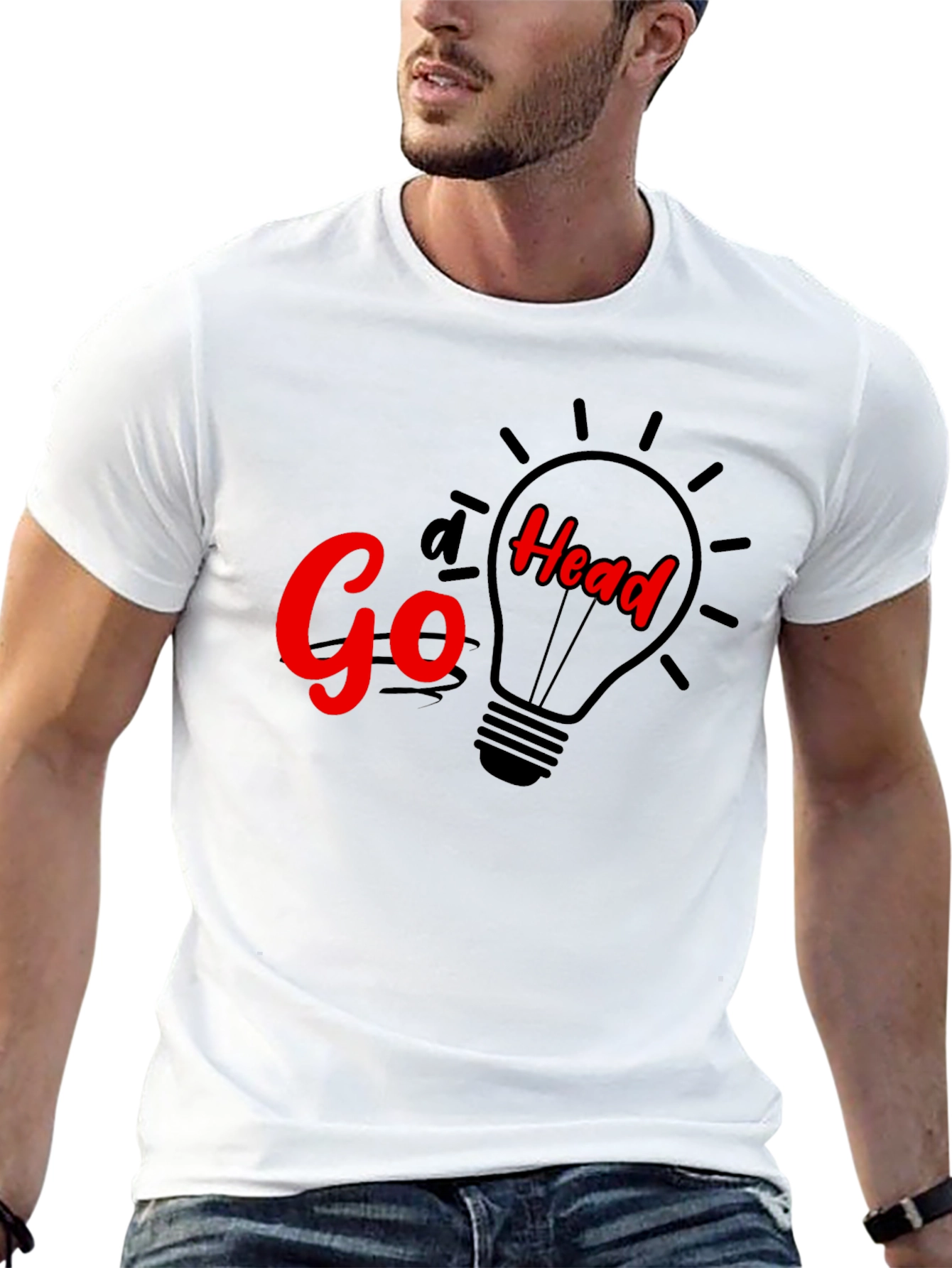 Black Go Head Lightbulb Graphic T-Shirt view 13