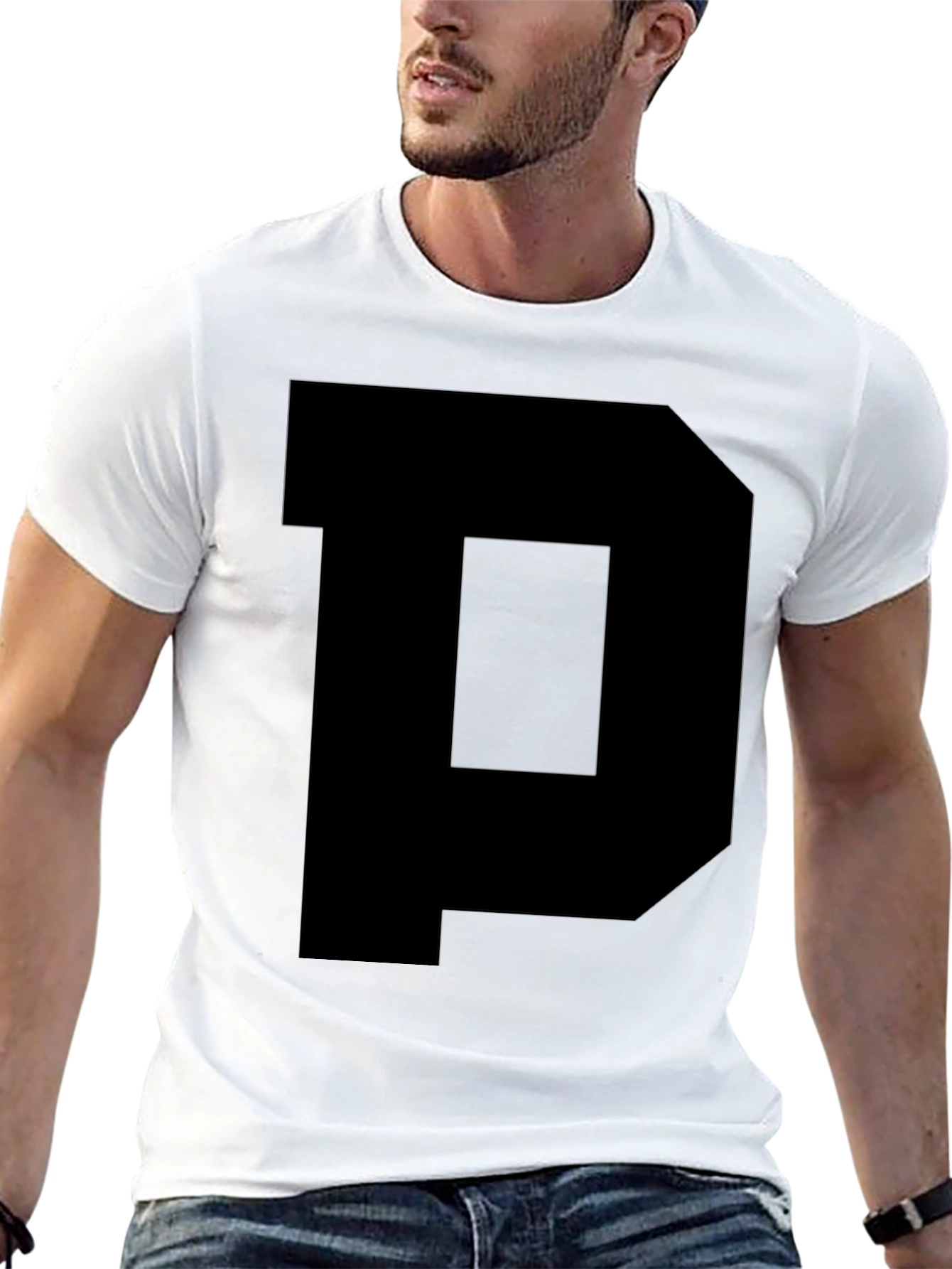 Black Bold Black Letter 'P' Graphic Tee - Classic Fit view 13