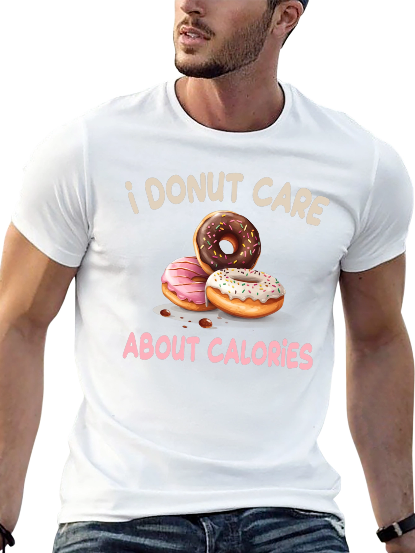 Black I Donut Care T-Shirt - Funny Foodie Tee view 13