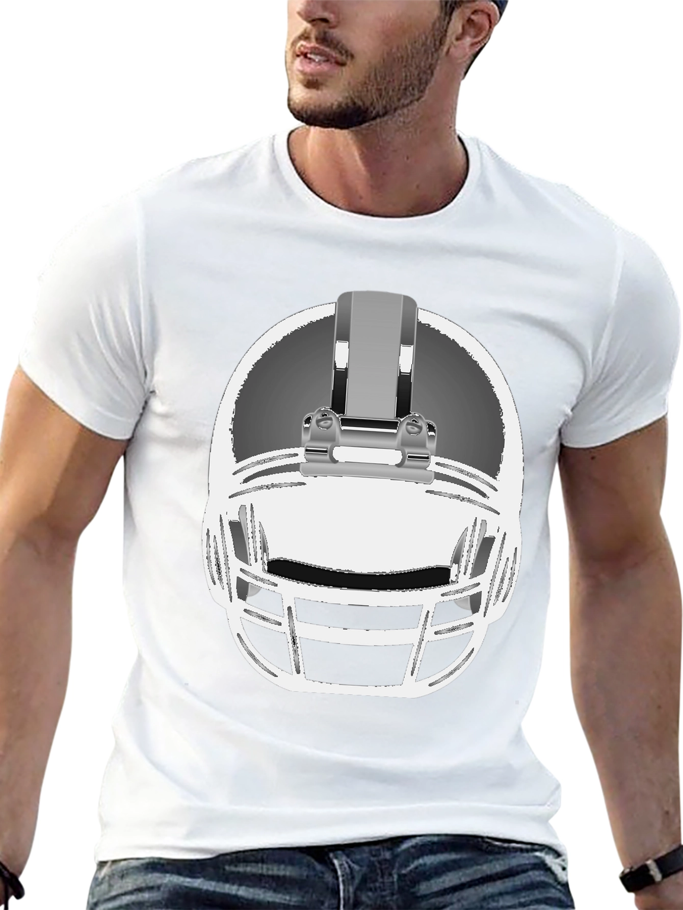 Black Football Helmet Graphic Tee - Black view 13