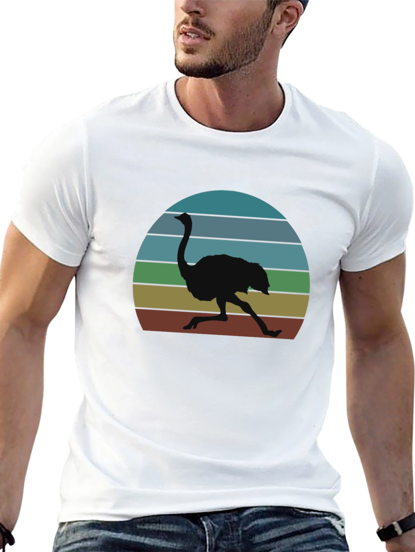 Black Retro Ostrich Sunset T-Shirt view 13