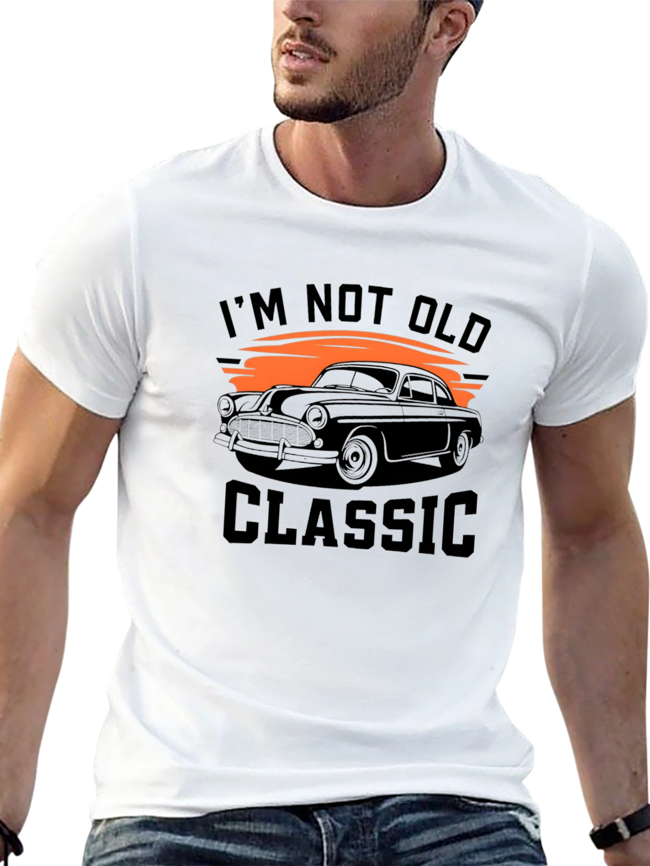 Black Classic Car Graphic Tee - "I'm Not Old, I'm Classic" view 13
