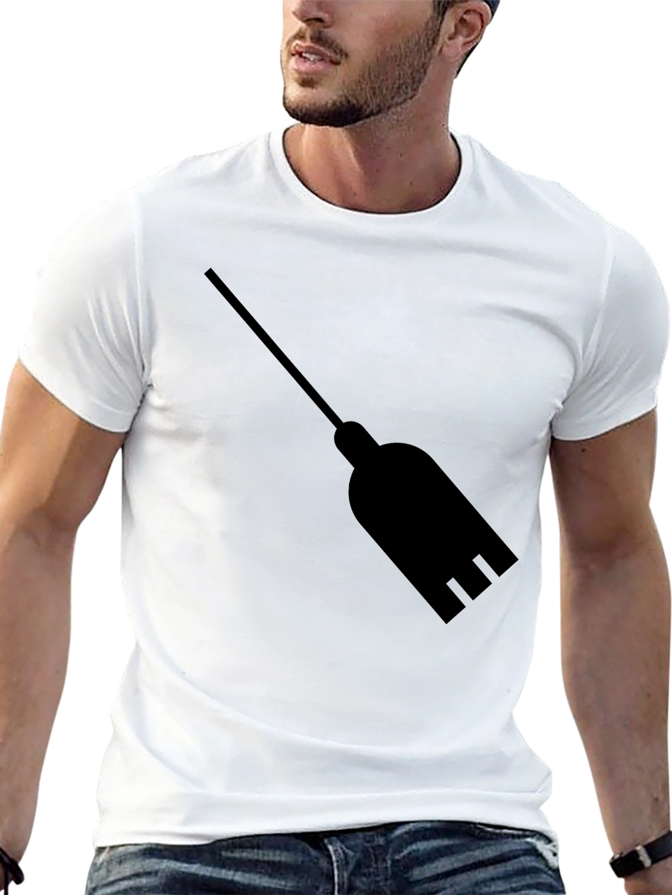 Black Broomstick Graphic Tee - Classic Black T-Shirt view 13