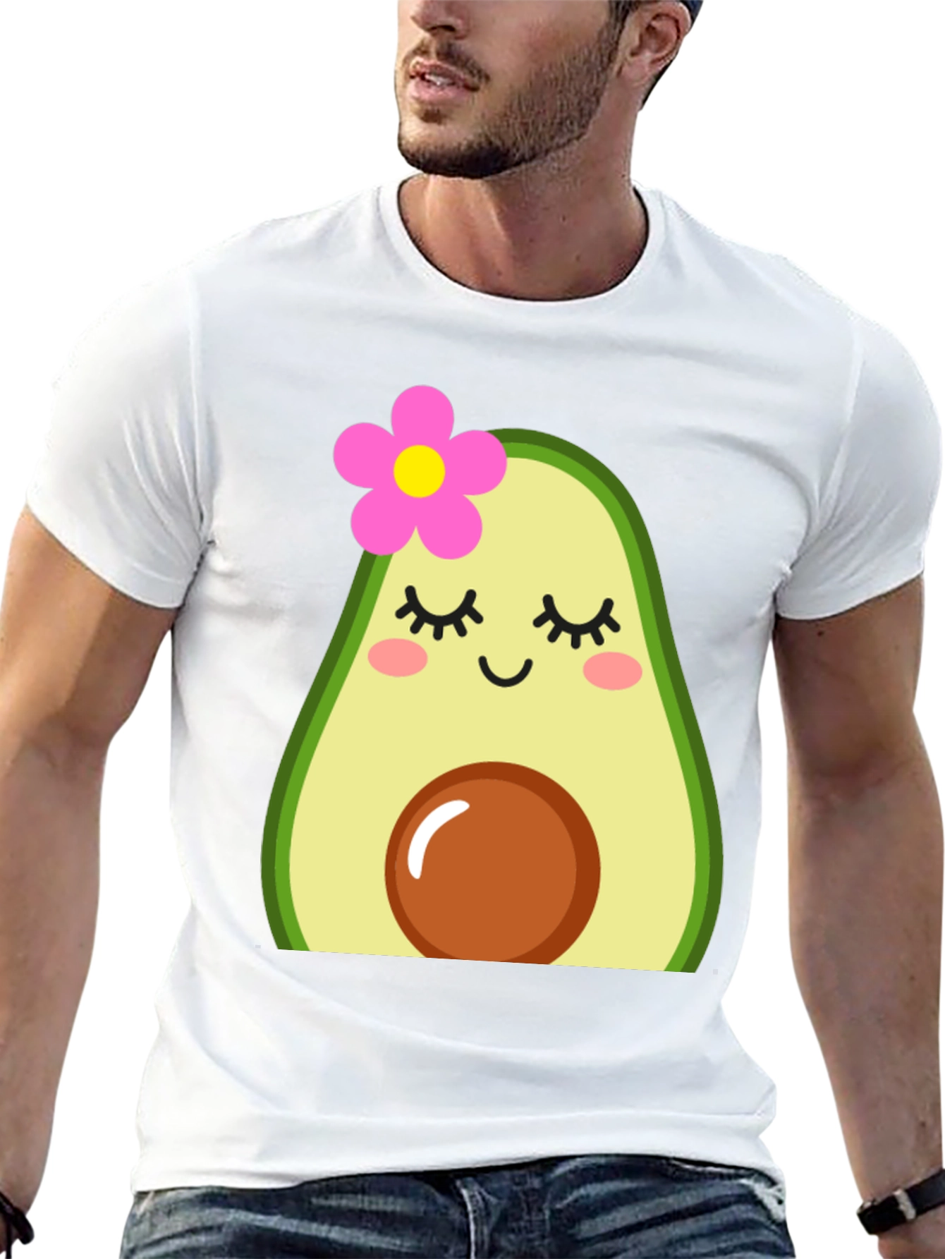 Black Cute Avocado Graphic Tee - Unisex Black T-Shirt view 13