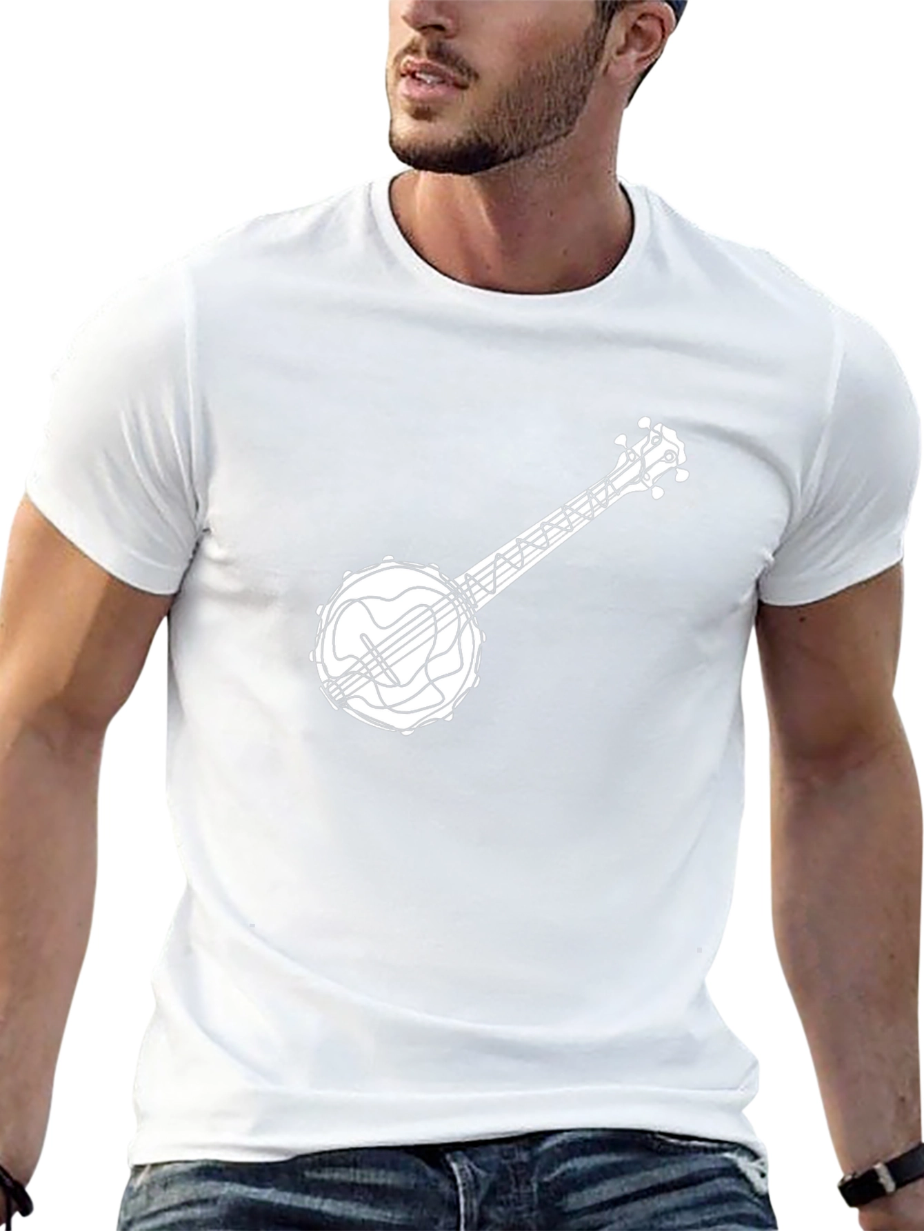 Black Banjo Graphic Tee - Music Lover's T-Shirt view 13