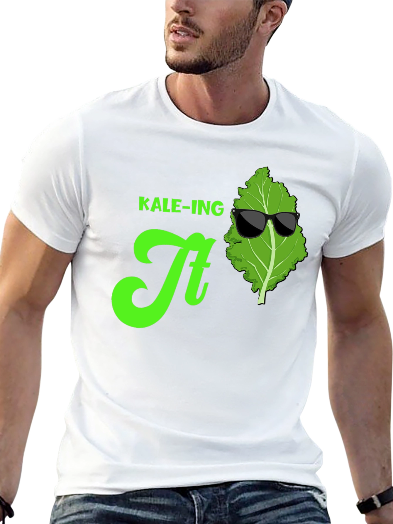 Black KALE-ING It T-Shirt: Cool Green Graphic Tee view 13