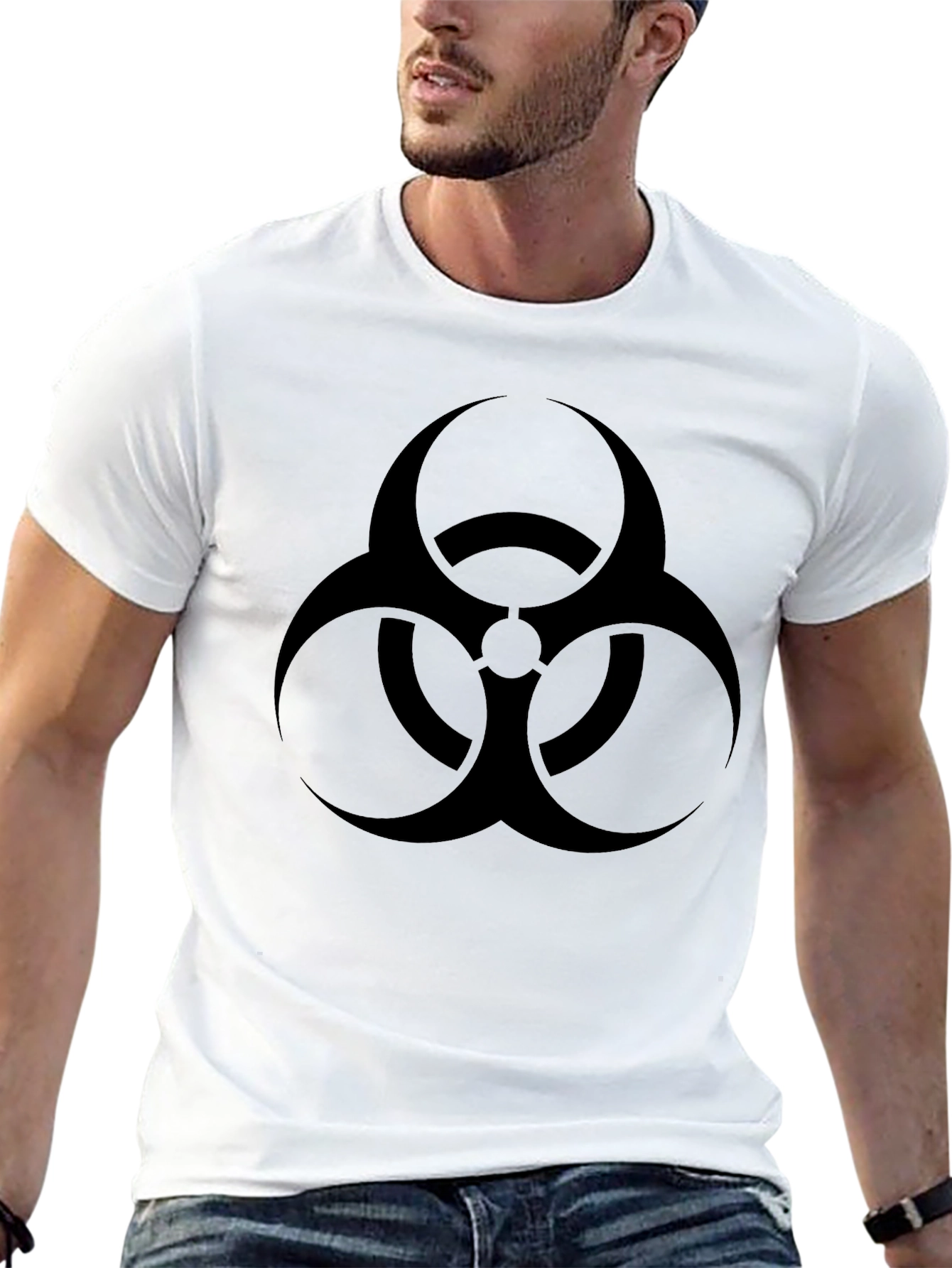 Black Biohazard Symbol Black Graphic T-Shirt view 13