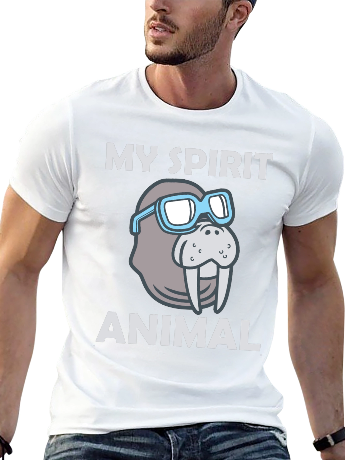 Black My Spirit Animal Walrus Graphic T-Shirt view 13