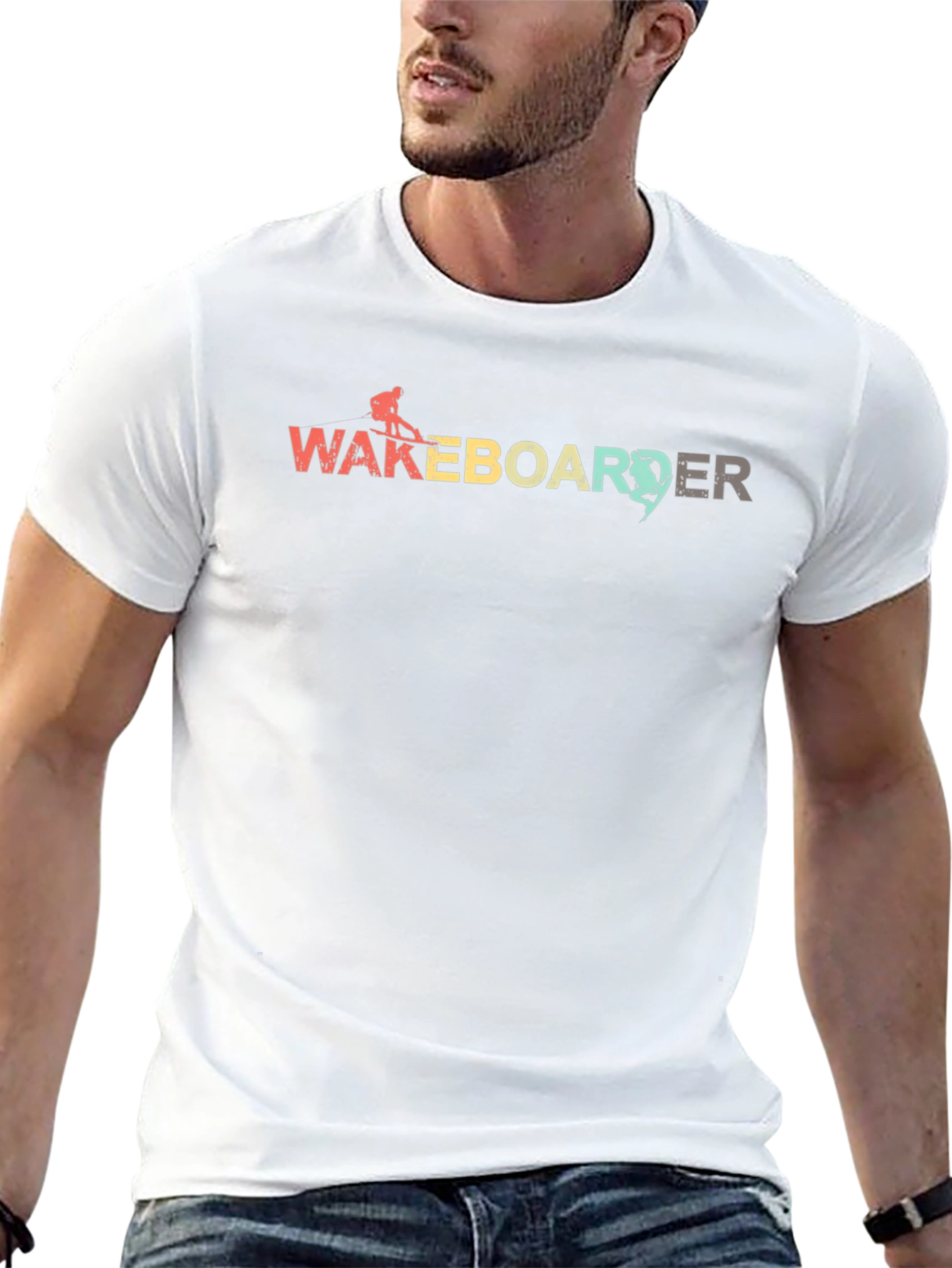 Black Wakeboarder Graphic Tee - Black Cotton Blend view 13