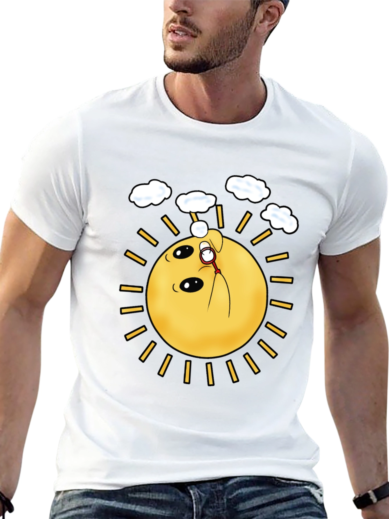 Black Funny Sun Blowing Bubbles Graphic Tee view 13