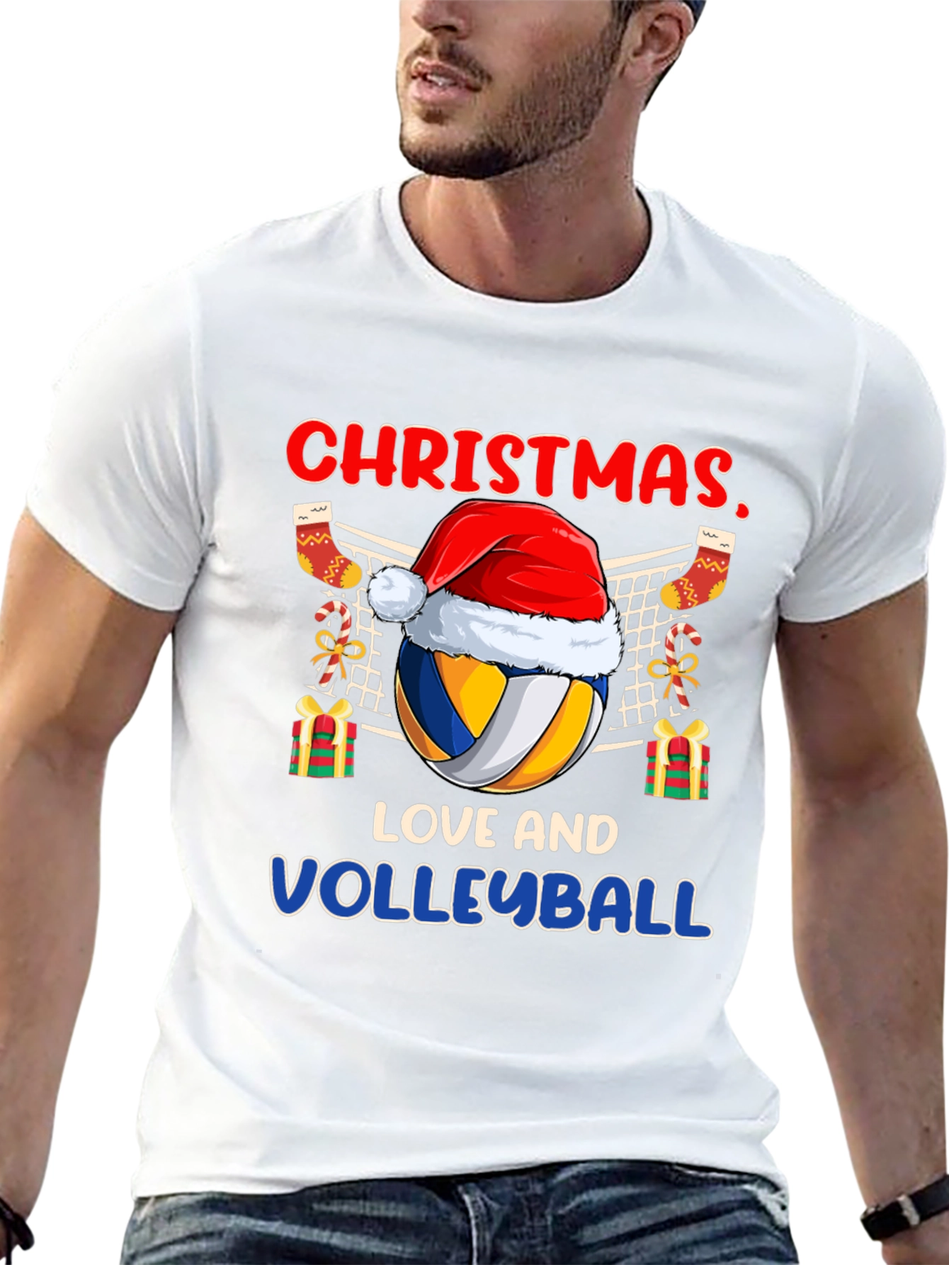 Black Christmas Love and Volleyball T-Shirt view 13